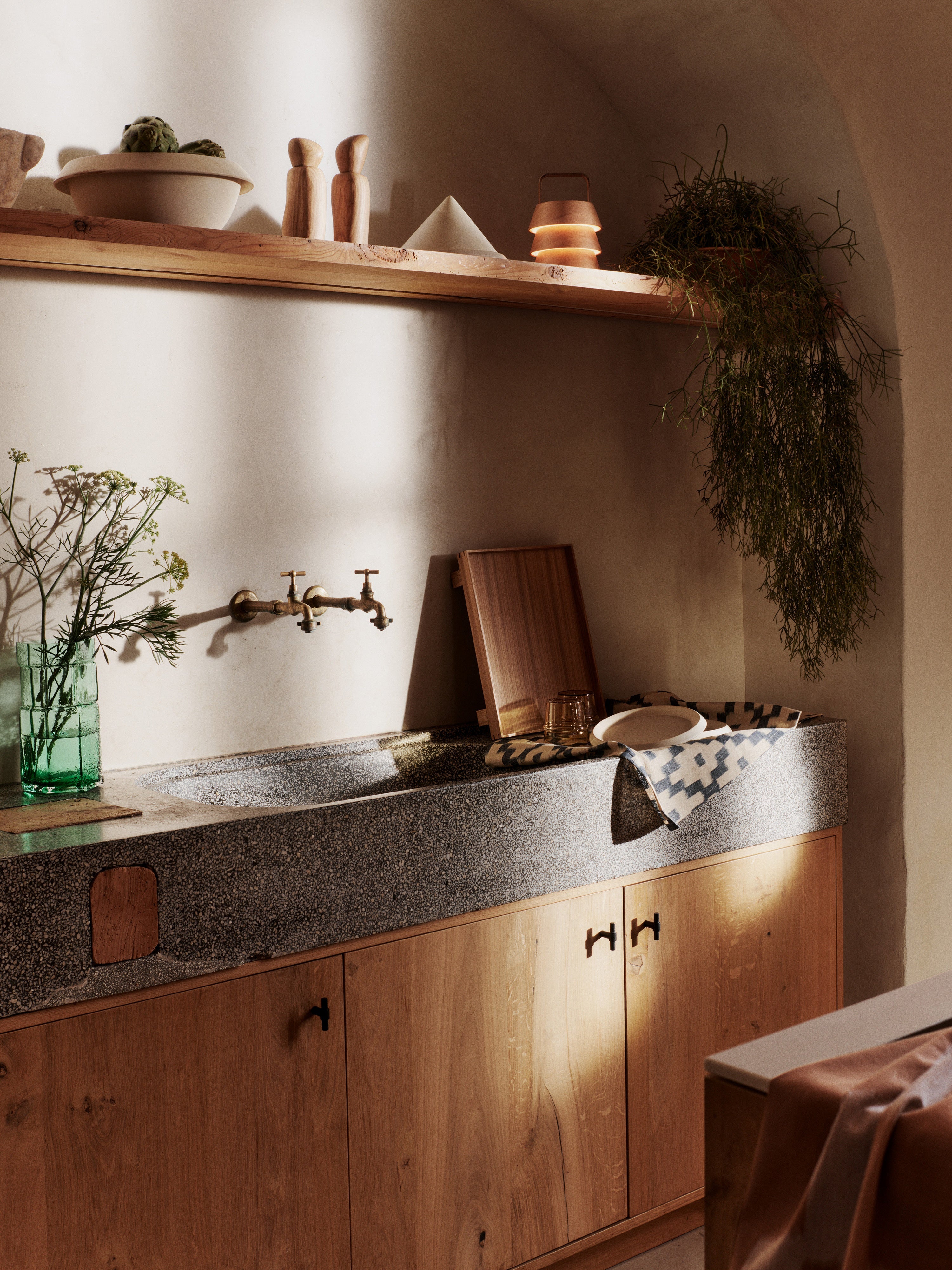 Portable outdoor table lamp LUVER lite Douglas fir wood