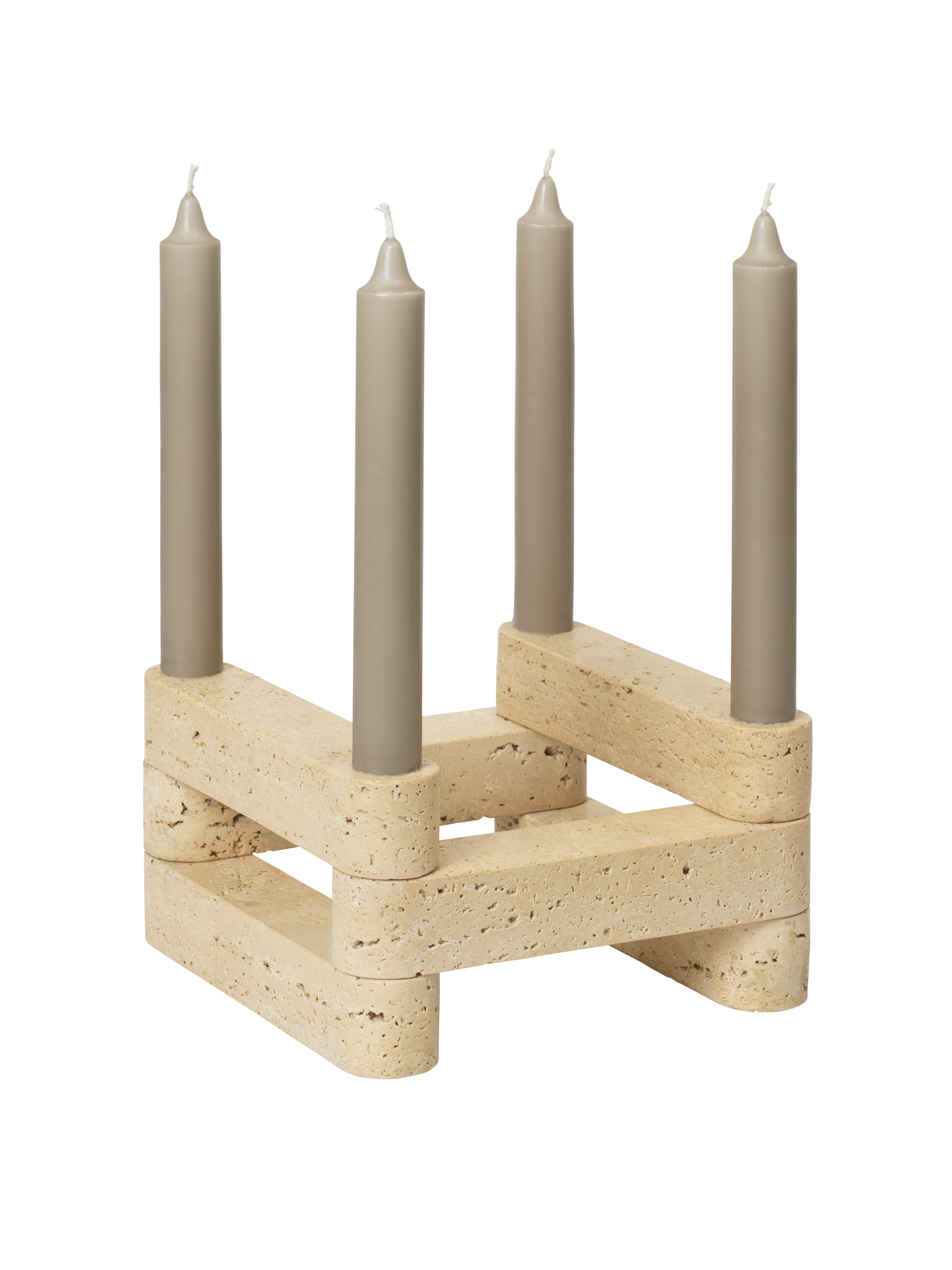 NEWEL modular candle holder travertine