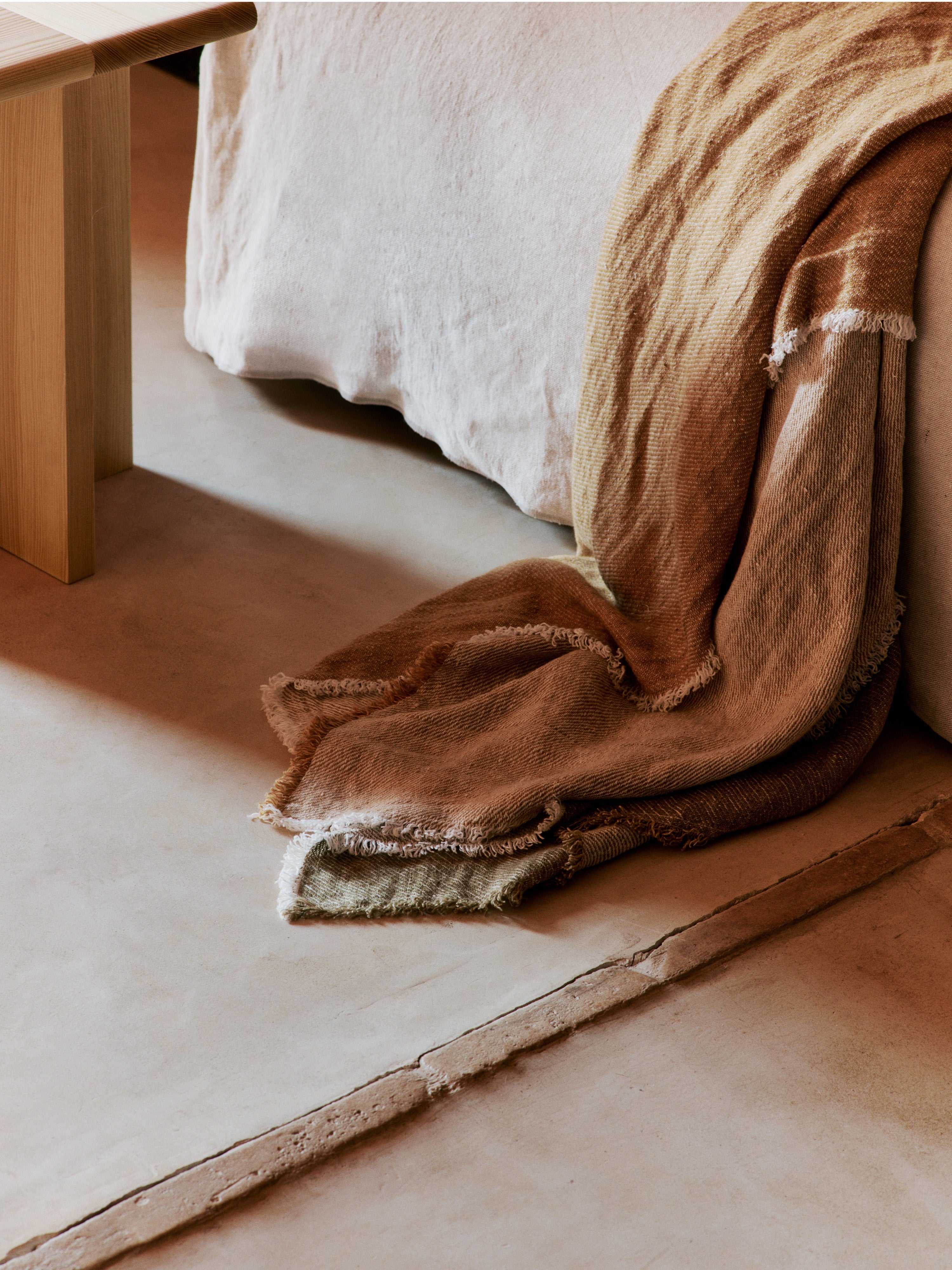 PILA khaki bedspread with antique gold