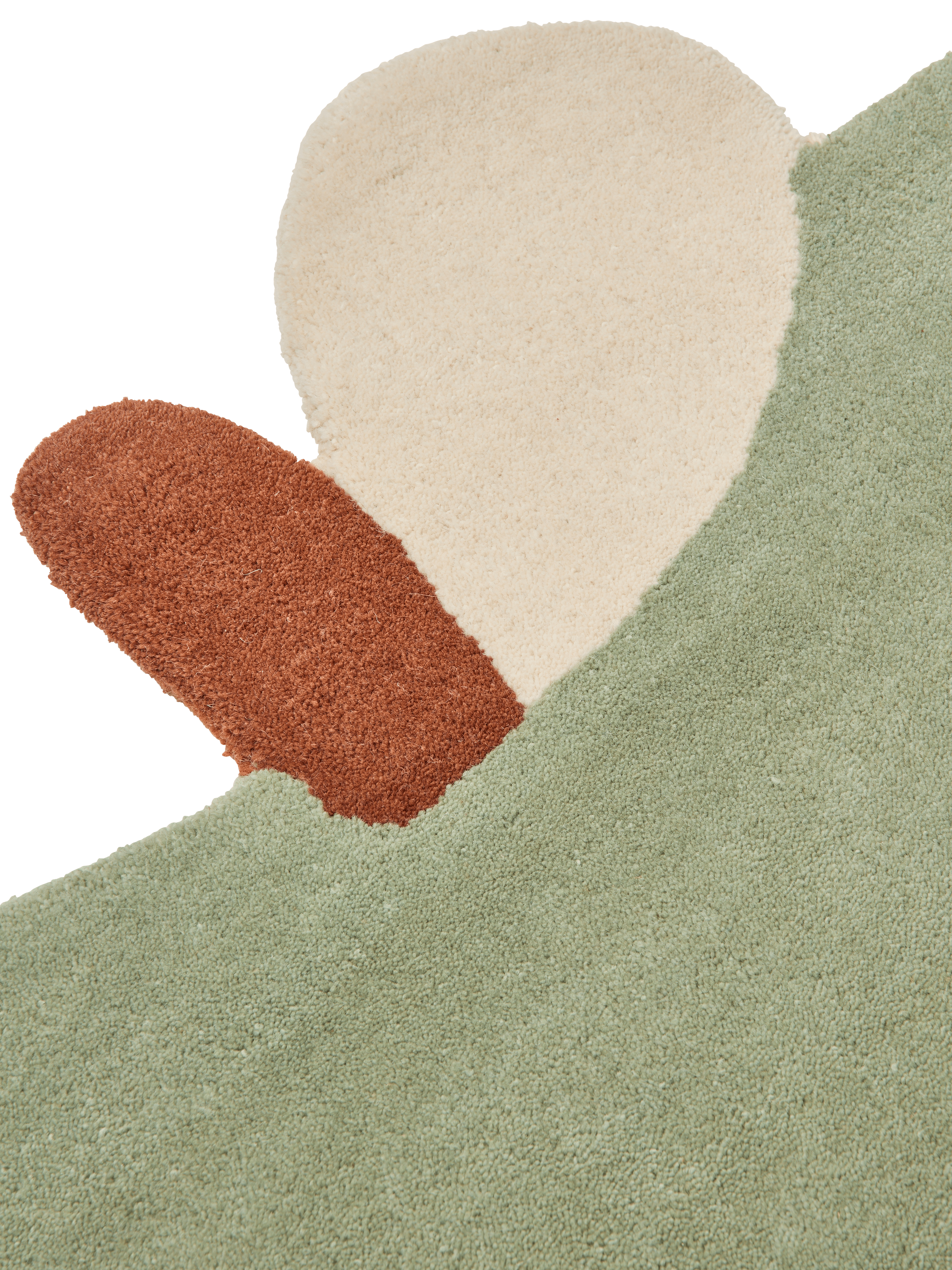 Dětský koberec APPLE zelený s cihlovou a béžovou barvou