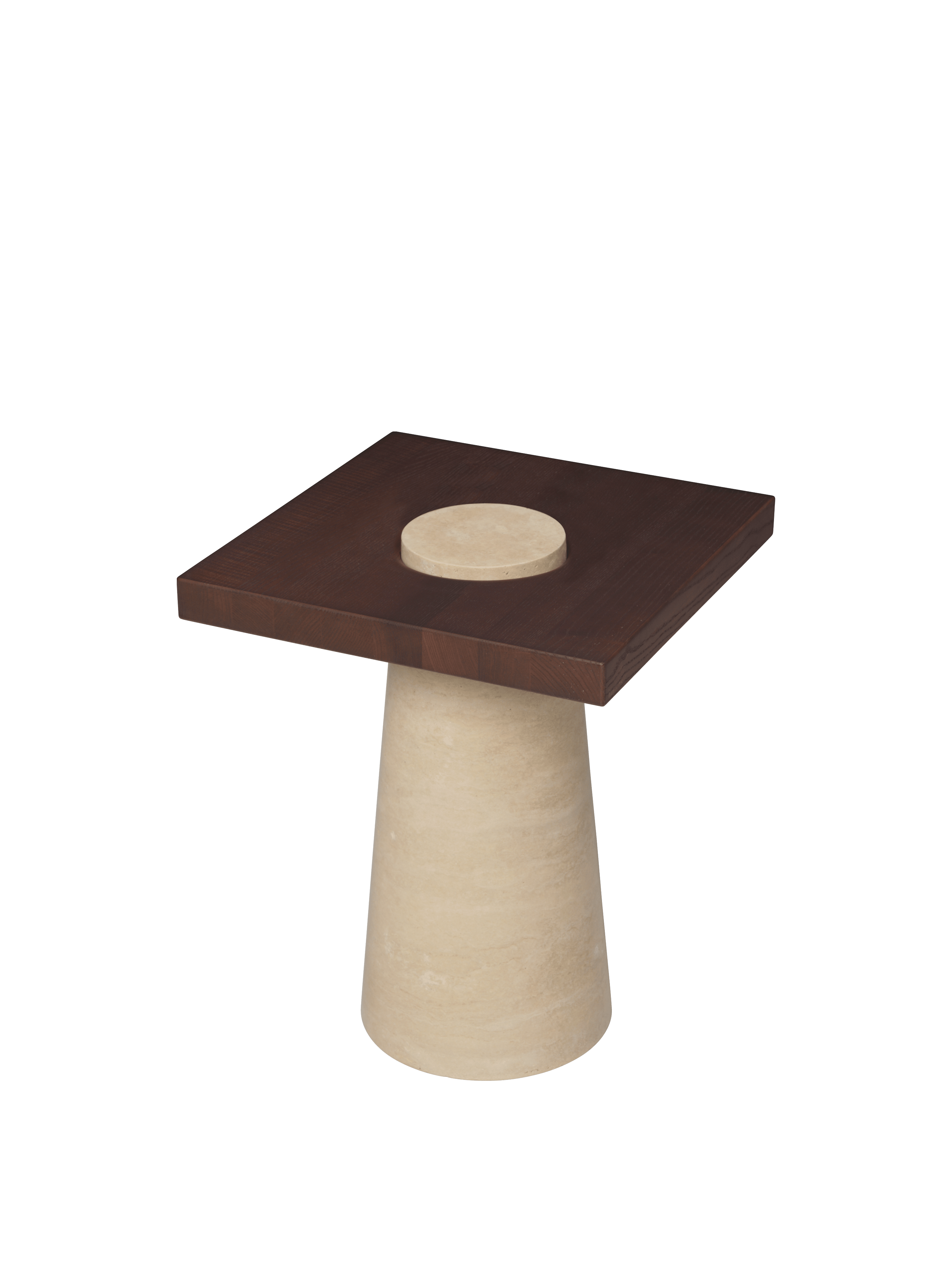 GROVA Side Table with Ash Top and Travertine