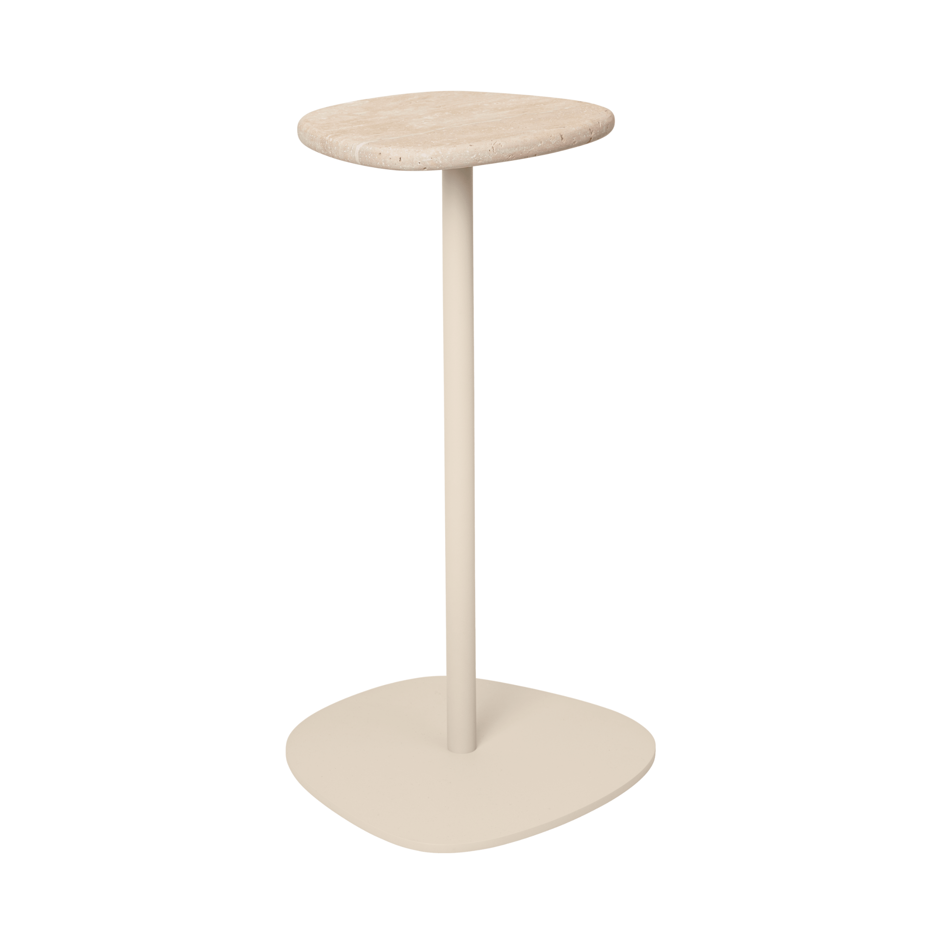 Boční stolek PLYO béžová ocelová základna s travertinovou deskou