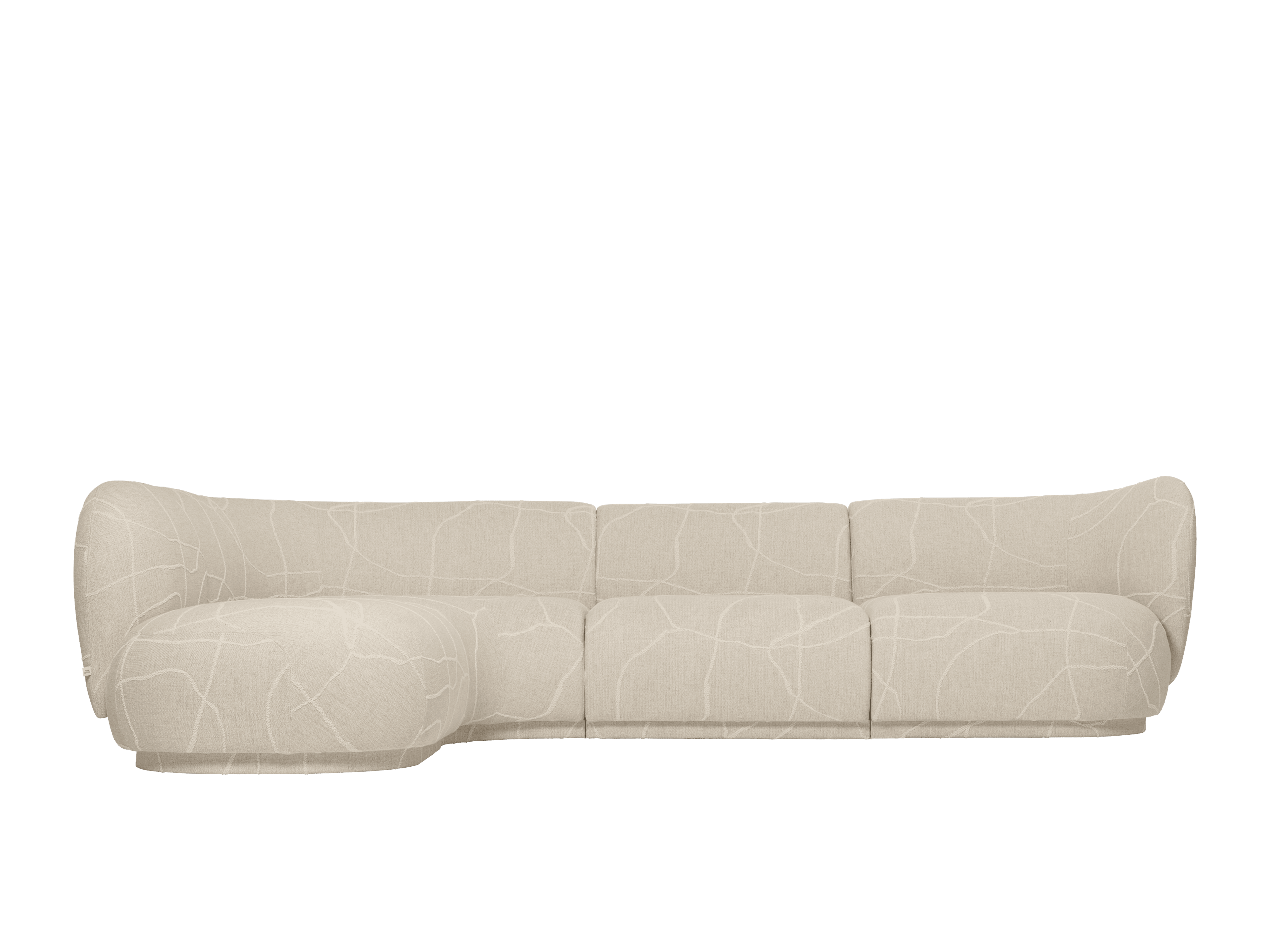 Modulární pohovka RICO Can Lis - zaoblený rohový prvek pískový s bílou