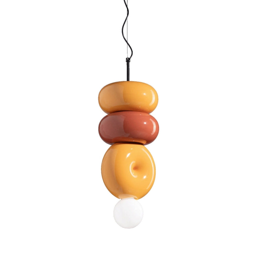 Závěsná keramická lampa BUMBUM žlutá s oranžovou