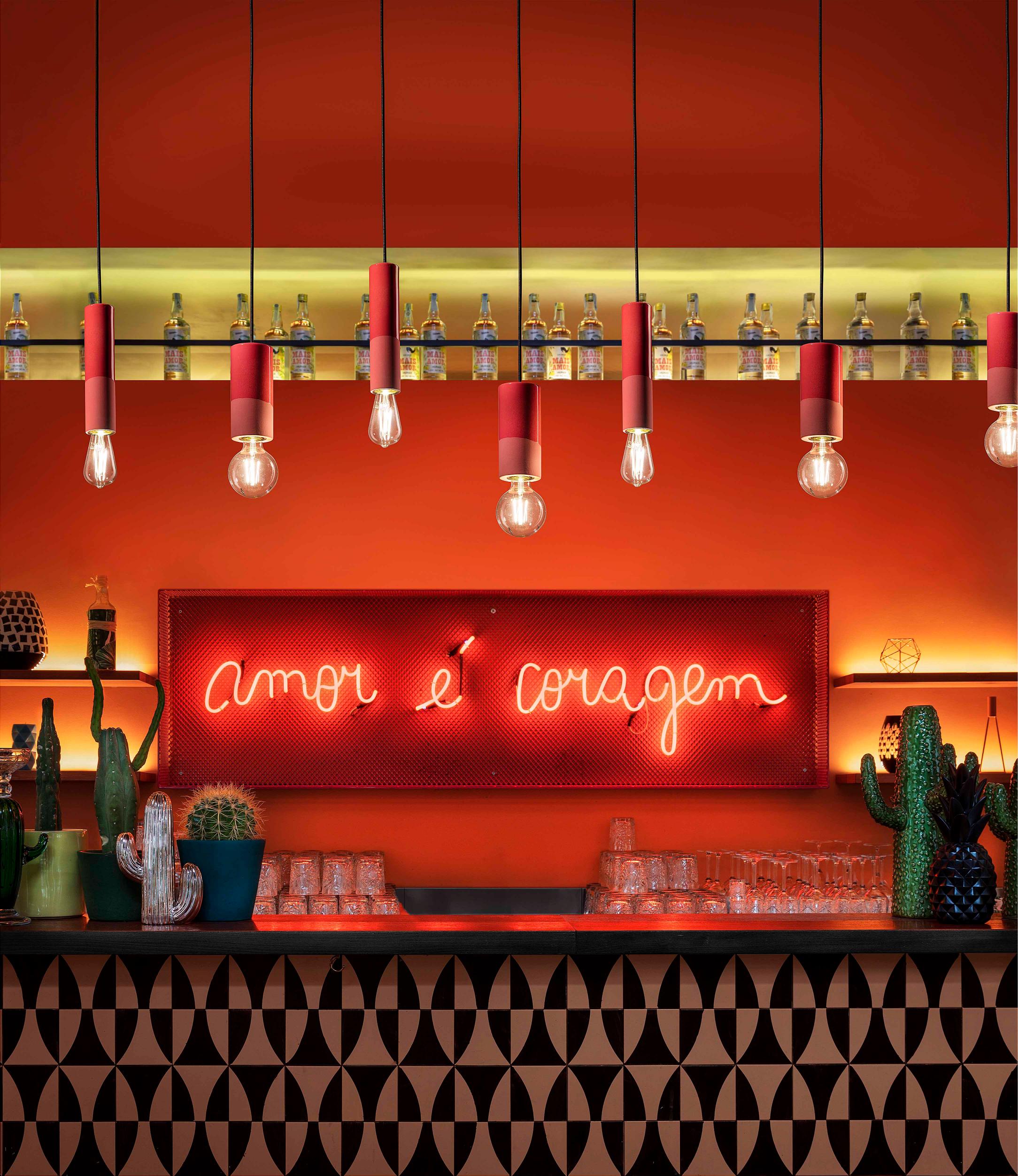 Závěsná keramická lampa PI červené květy