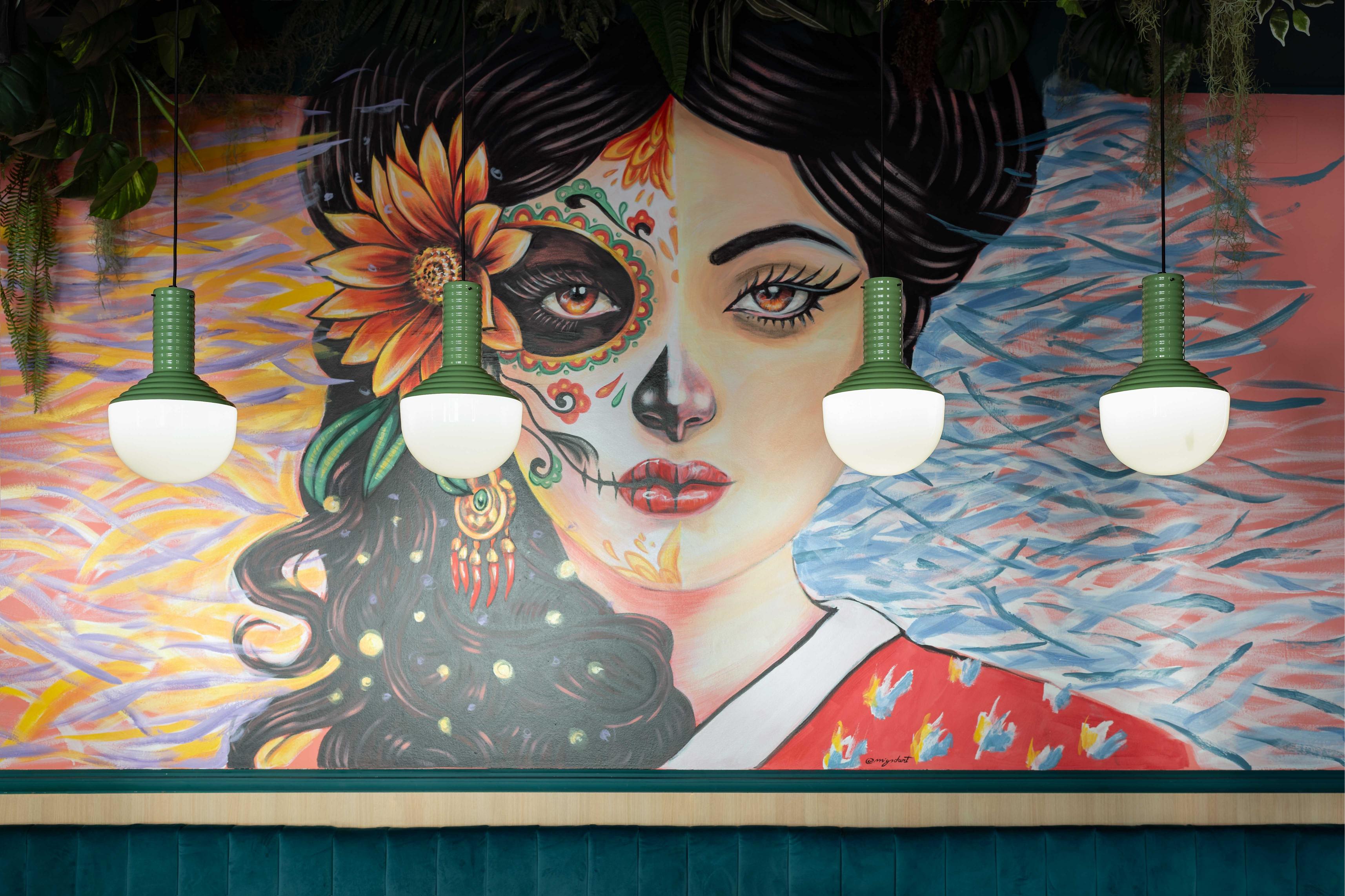 Ceramic pendant lamp SELARÒN sage green