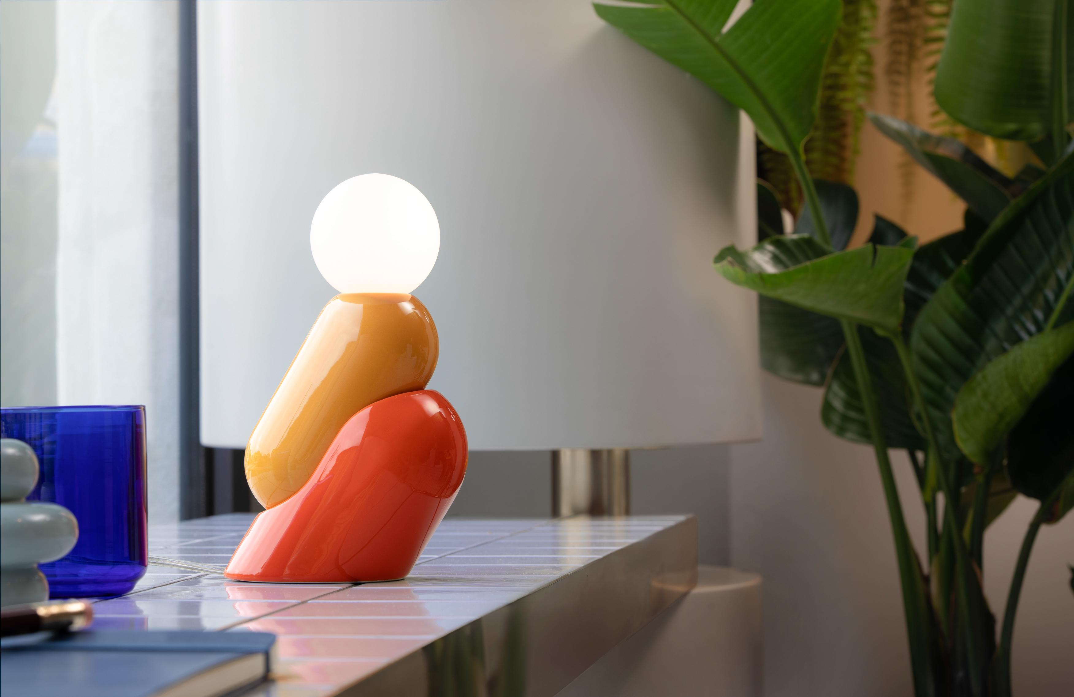 Keramická stolní lampa TATA žlutá s oranžovou