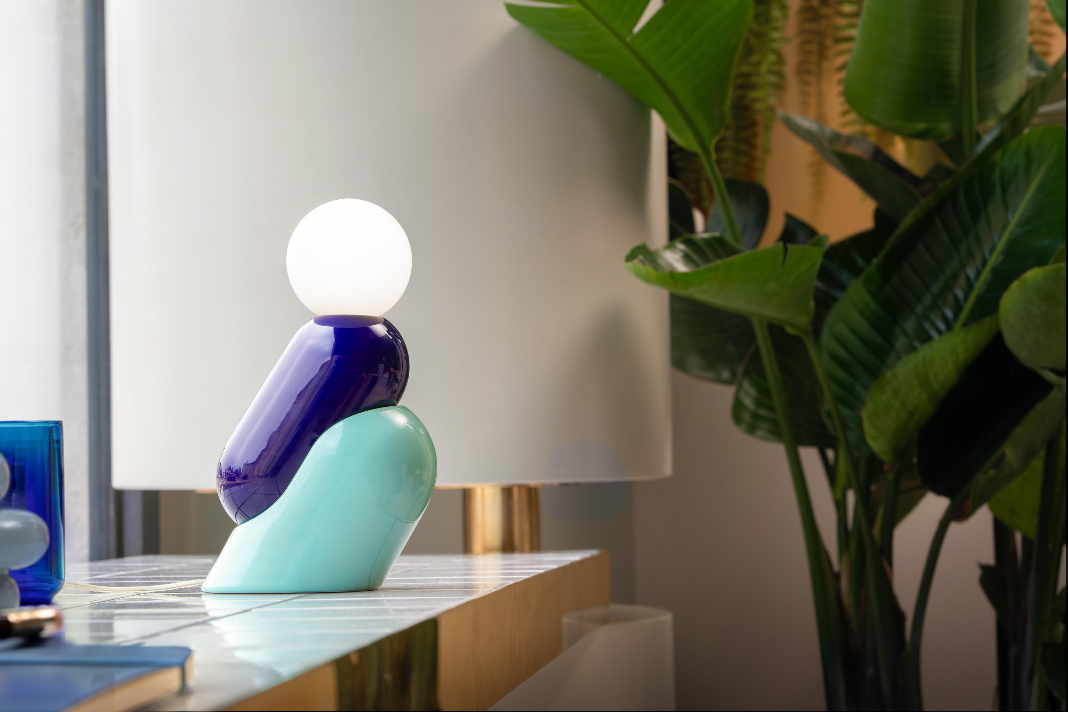 Keramická stolní lampa TATA kobaltová s modrou