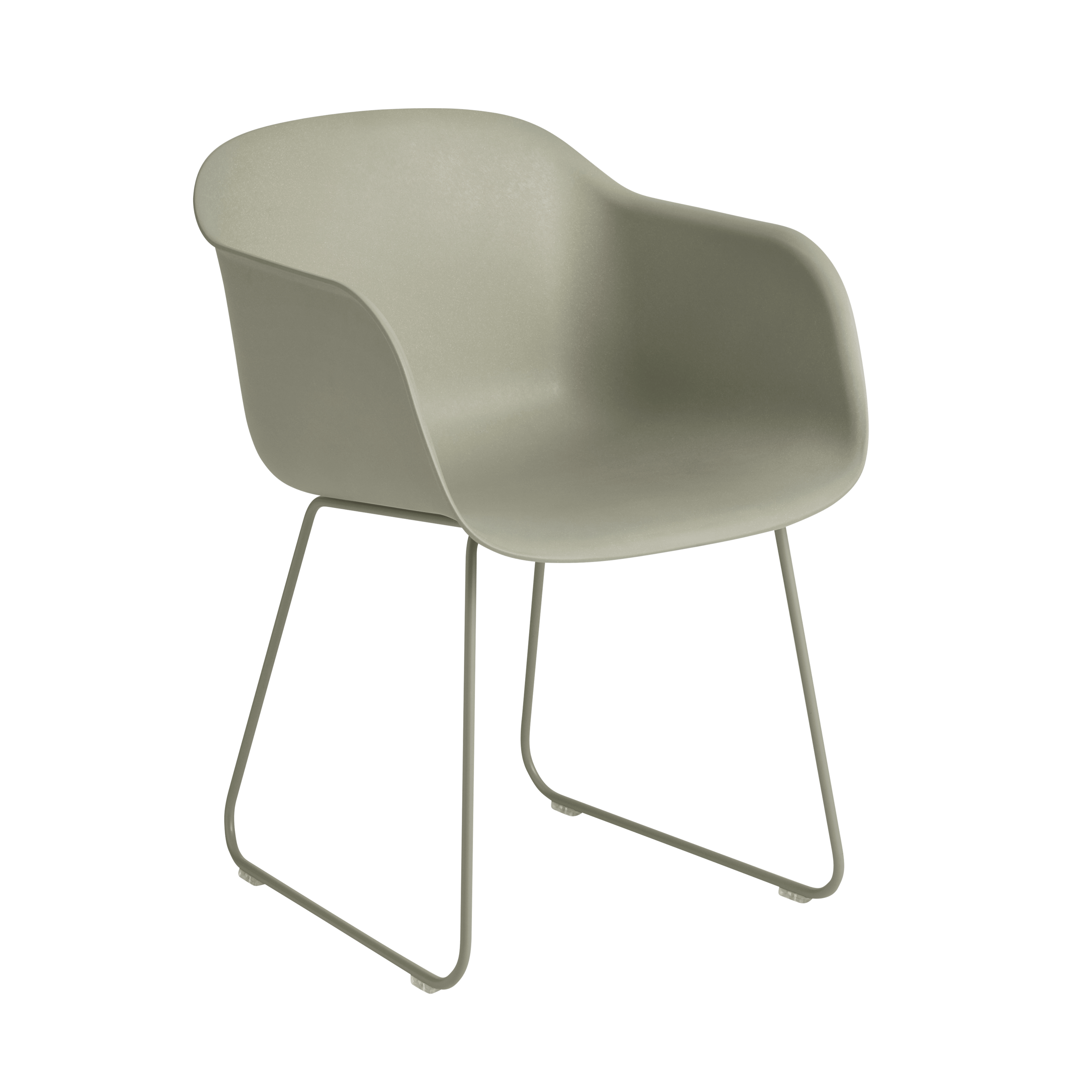 FIBER Armchair in Dirty Green with Steel Sled Base