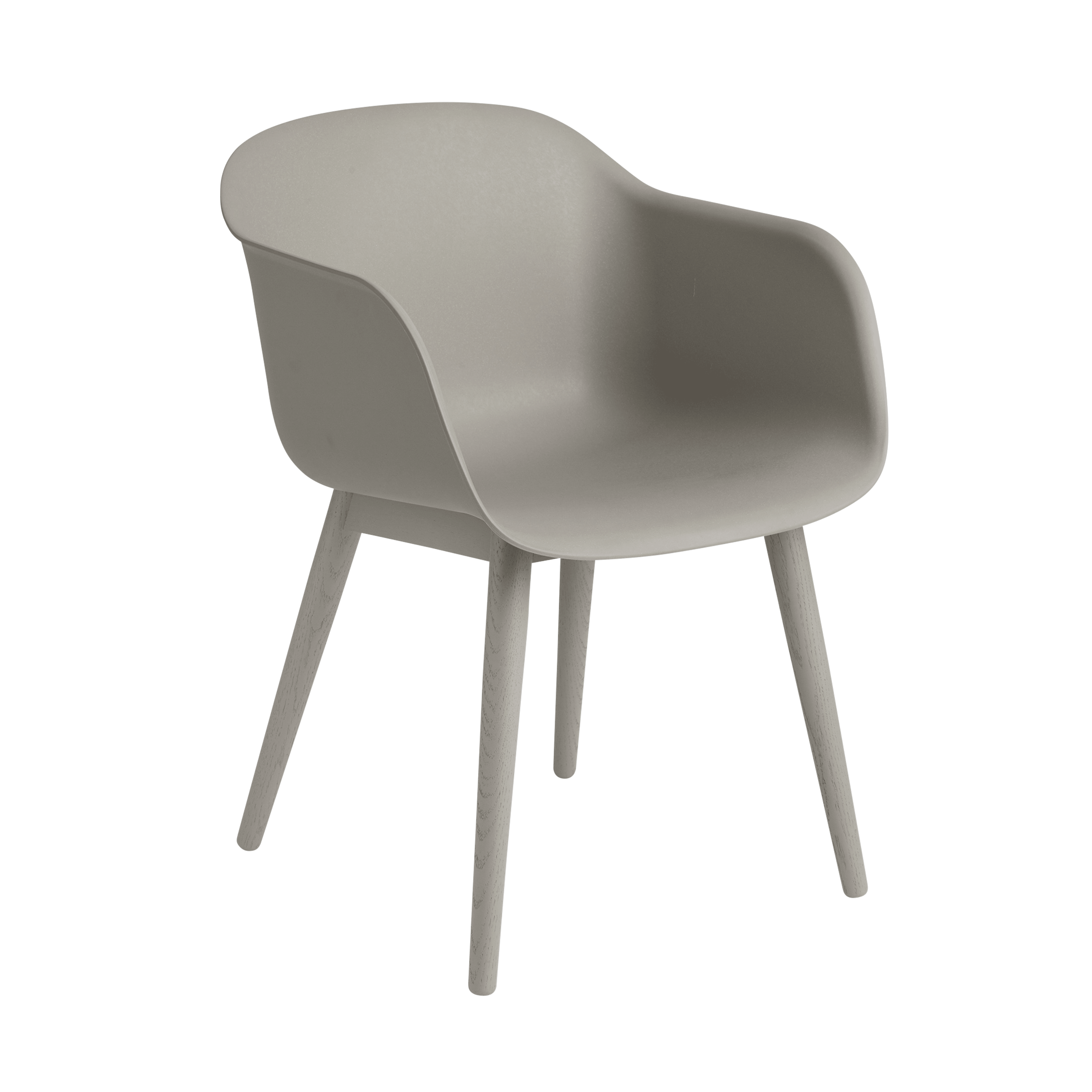 FIBER Armchair in Gray with Wooden Base