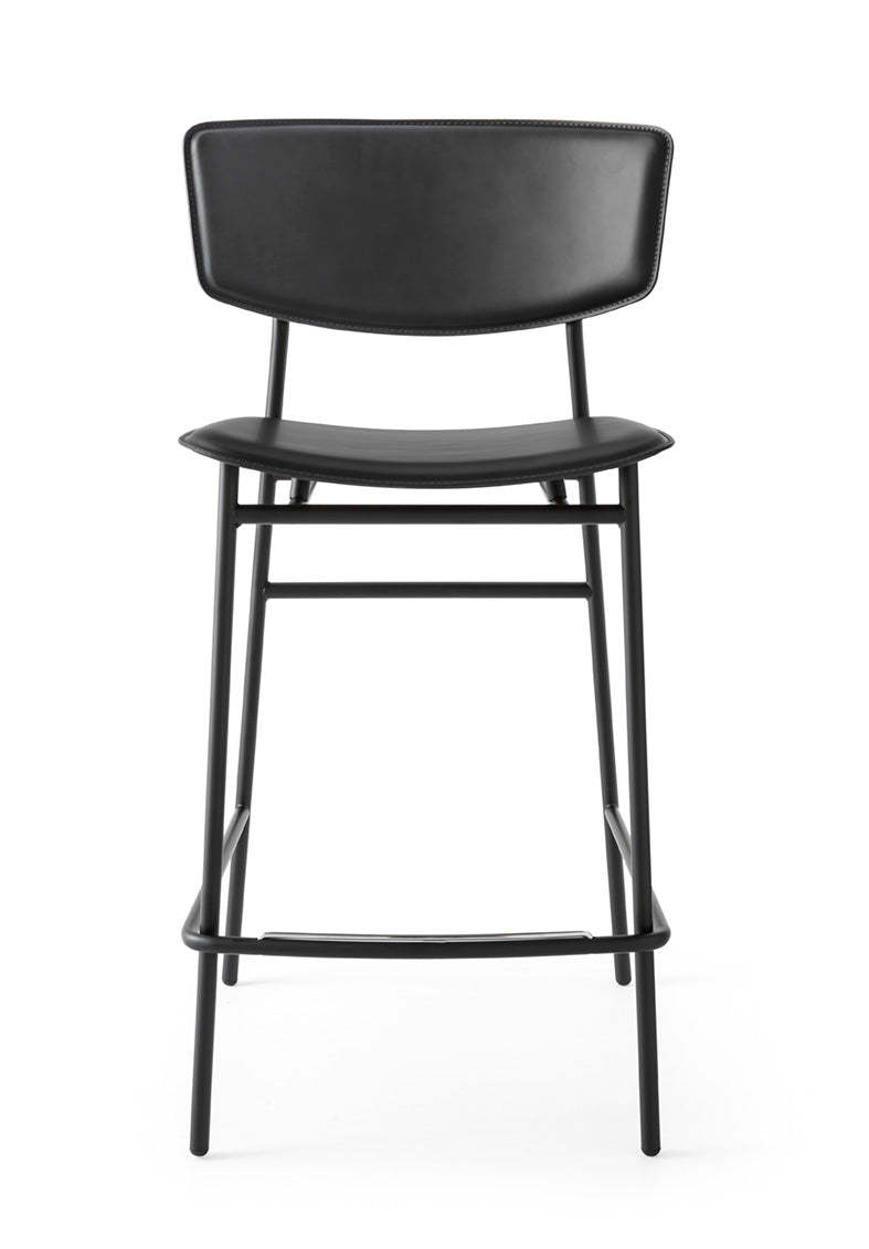 FIFTIES upholstered bar stool with a black base