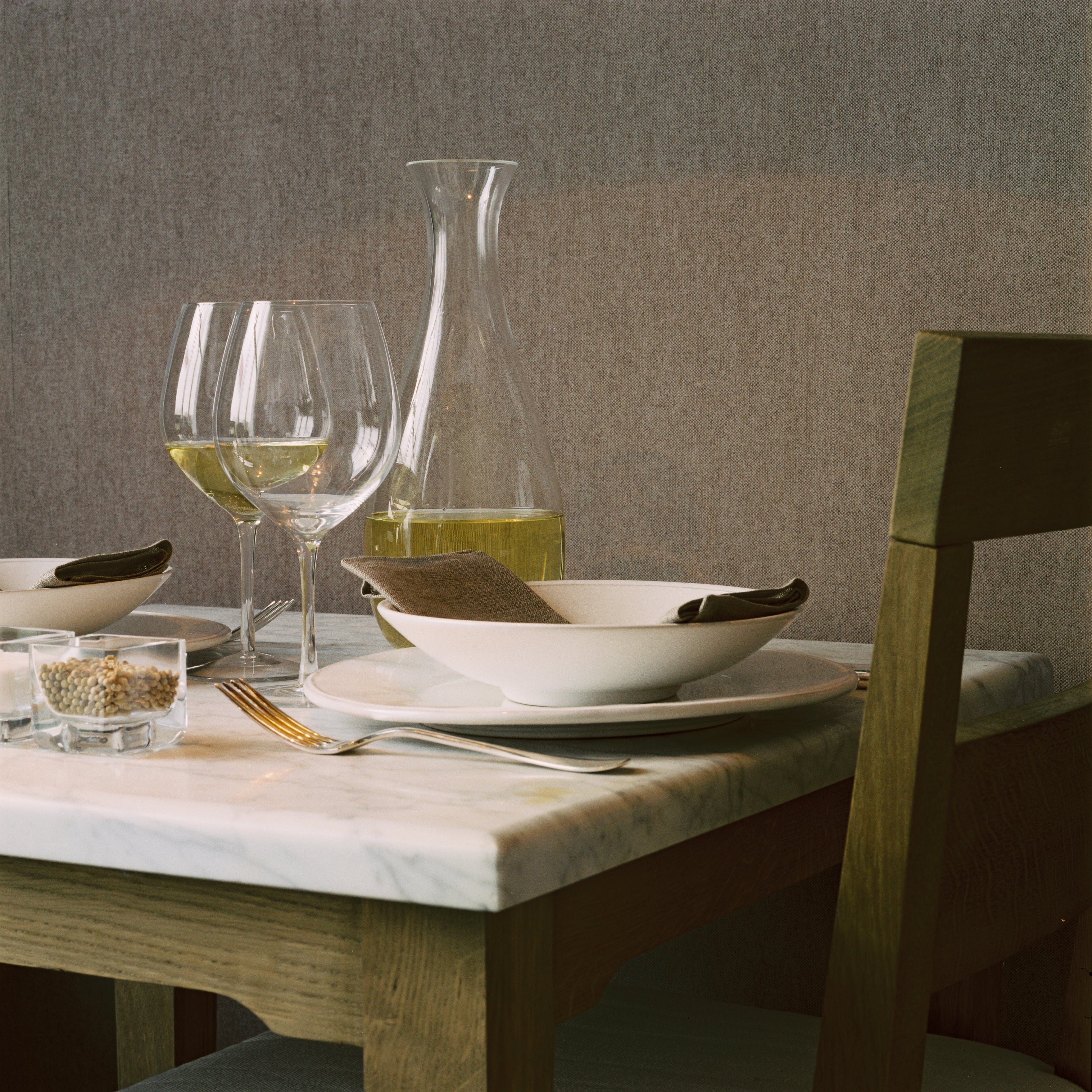 Tapeta se strukturou napodobující plátno LIN modrá