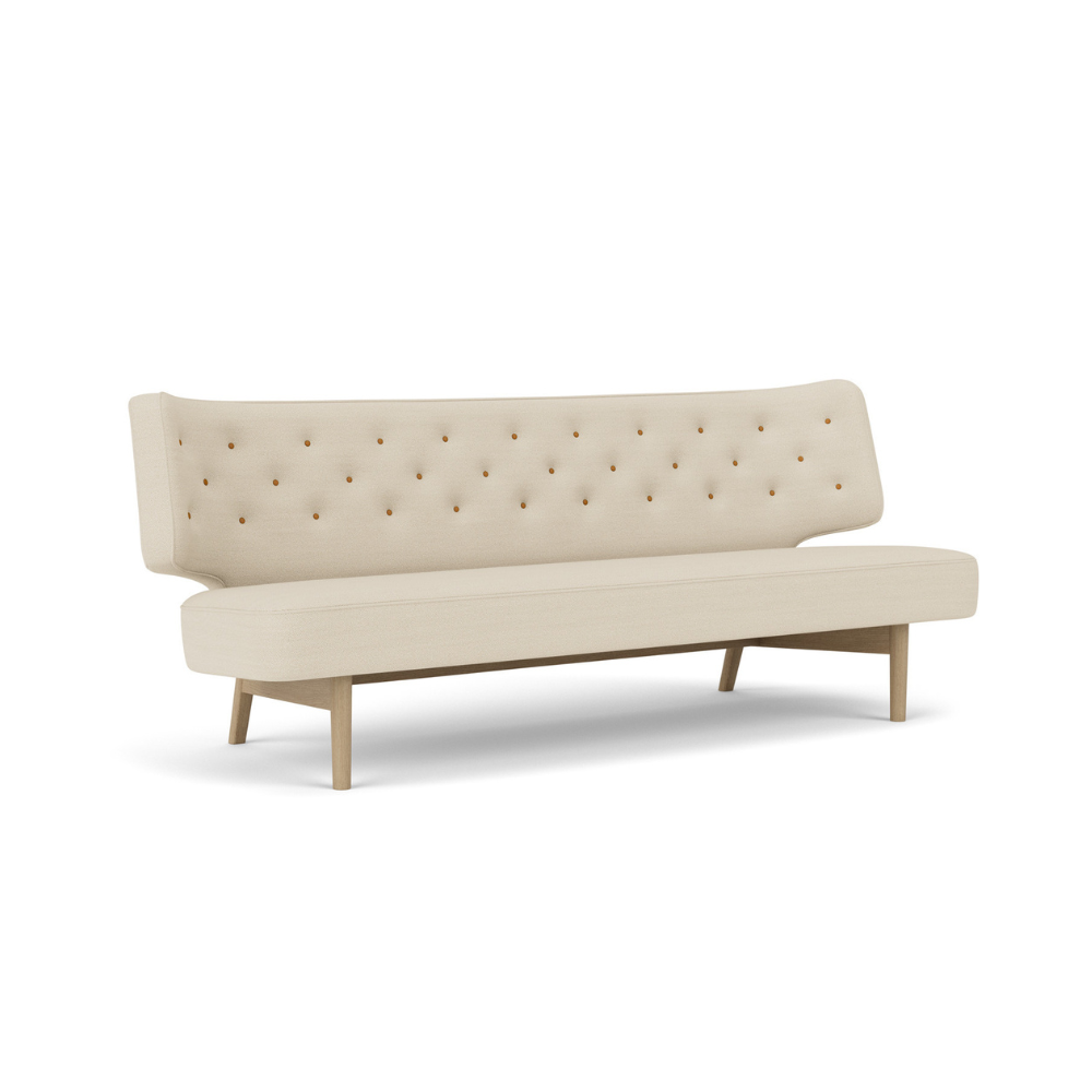 Sofa pro 2 osoby RADIOHUS béžová s dubovým podstavcem