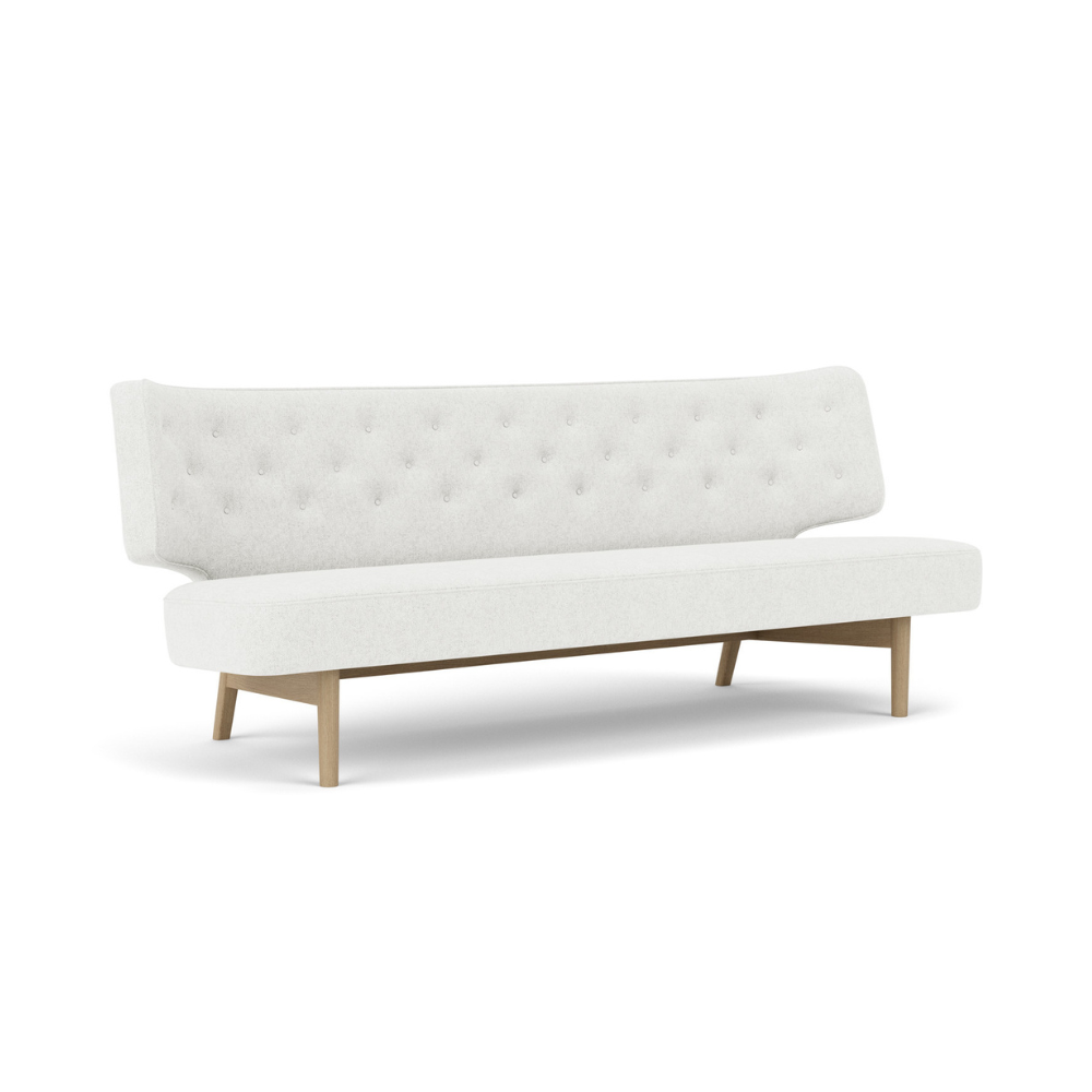 Sofa pro 2 osoby RADIOHUS světle šedá s dubovým podstavcem