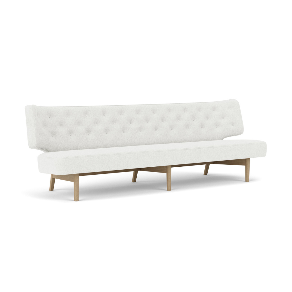 Sofa pro 3 osoby RADIOHUS světle šedá s dubovým podstavcem
