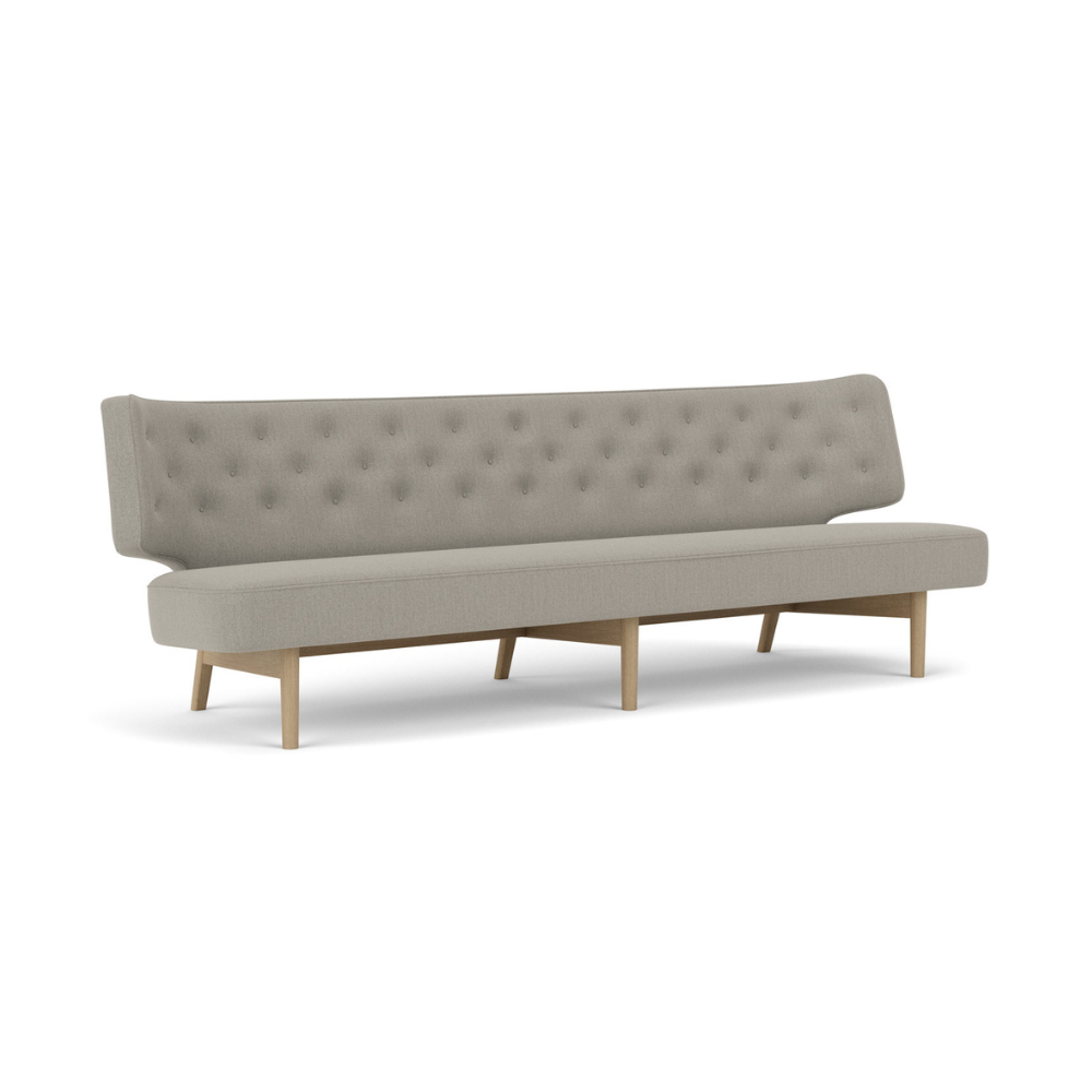 Sofa pro 3 osoby RADIOHUS šedá s dubovým podstavcem