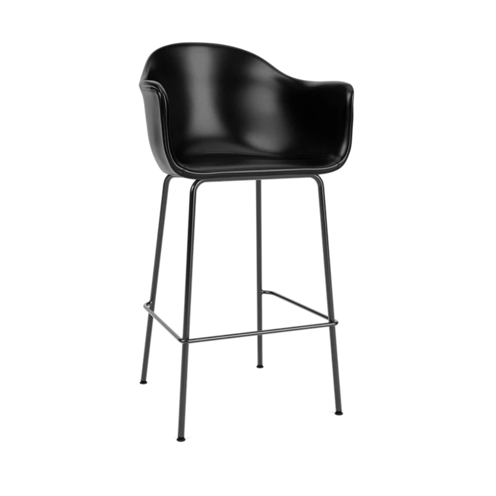 HARBOUR Armchair with Armrests Black Leather