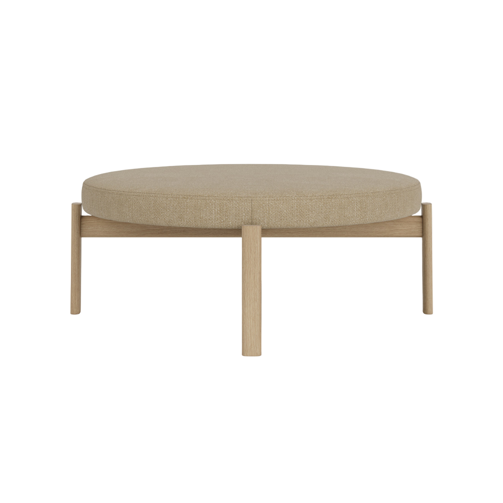 Beige PASSAGE pouf with oak base