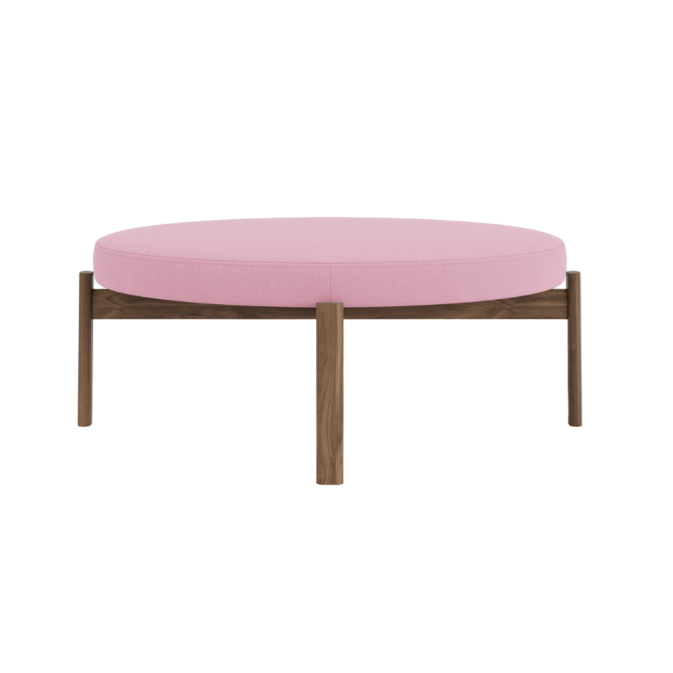 PASSAGE pink pouf with walnut base