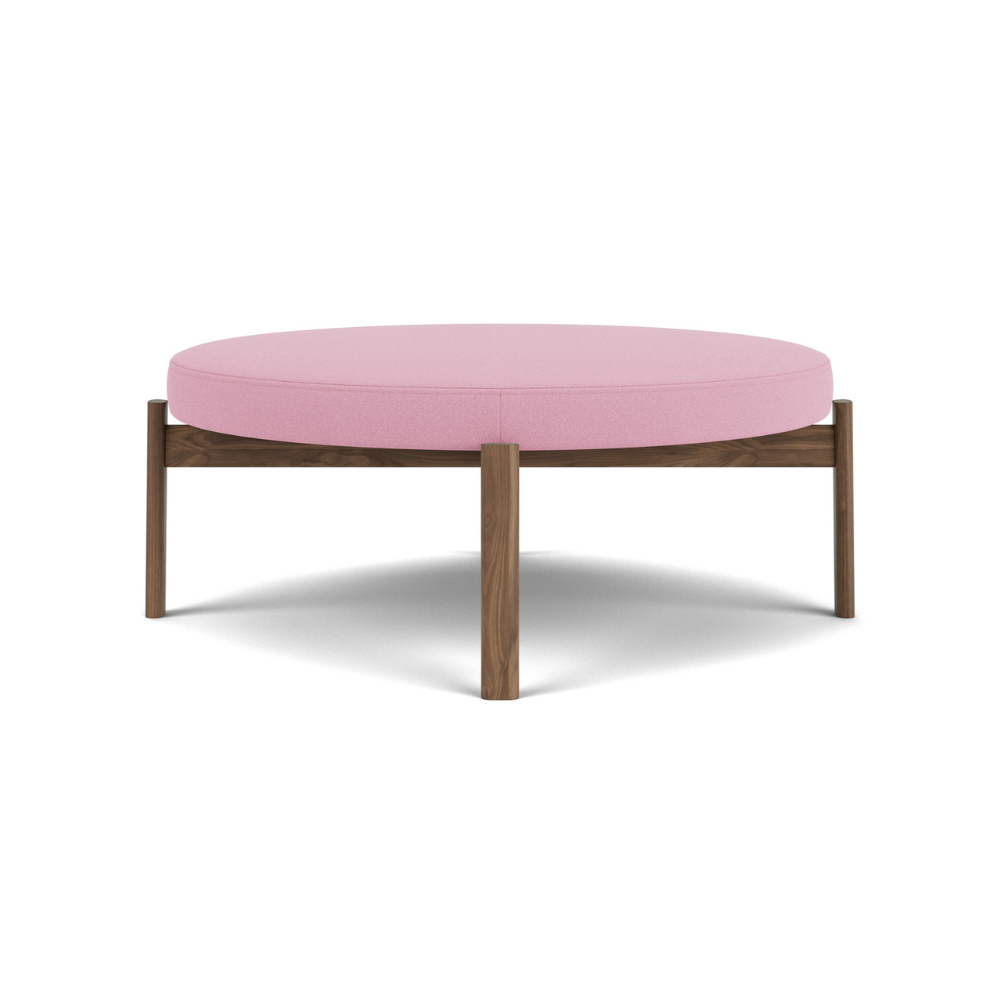 PASSAGE pink pouf with walnut base