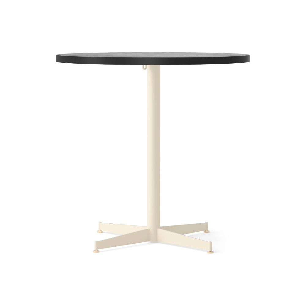 NOOK black round café table with oak veneer and cream base