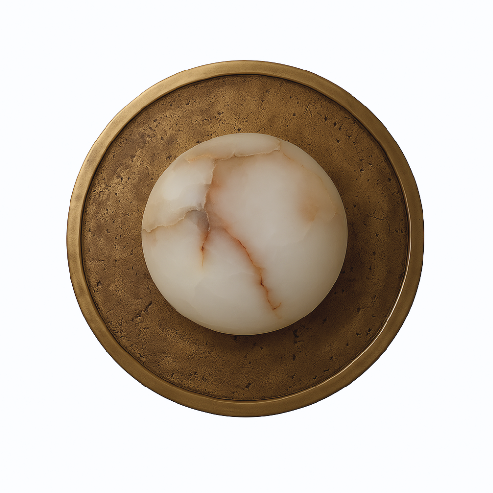 Plafon alabastrový FULL MOON kartáčovaný mosaz