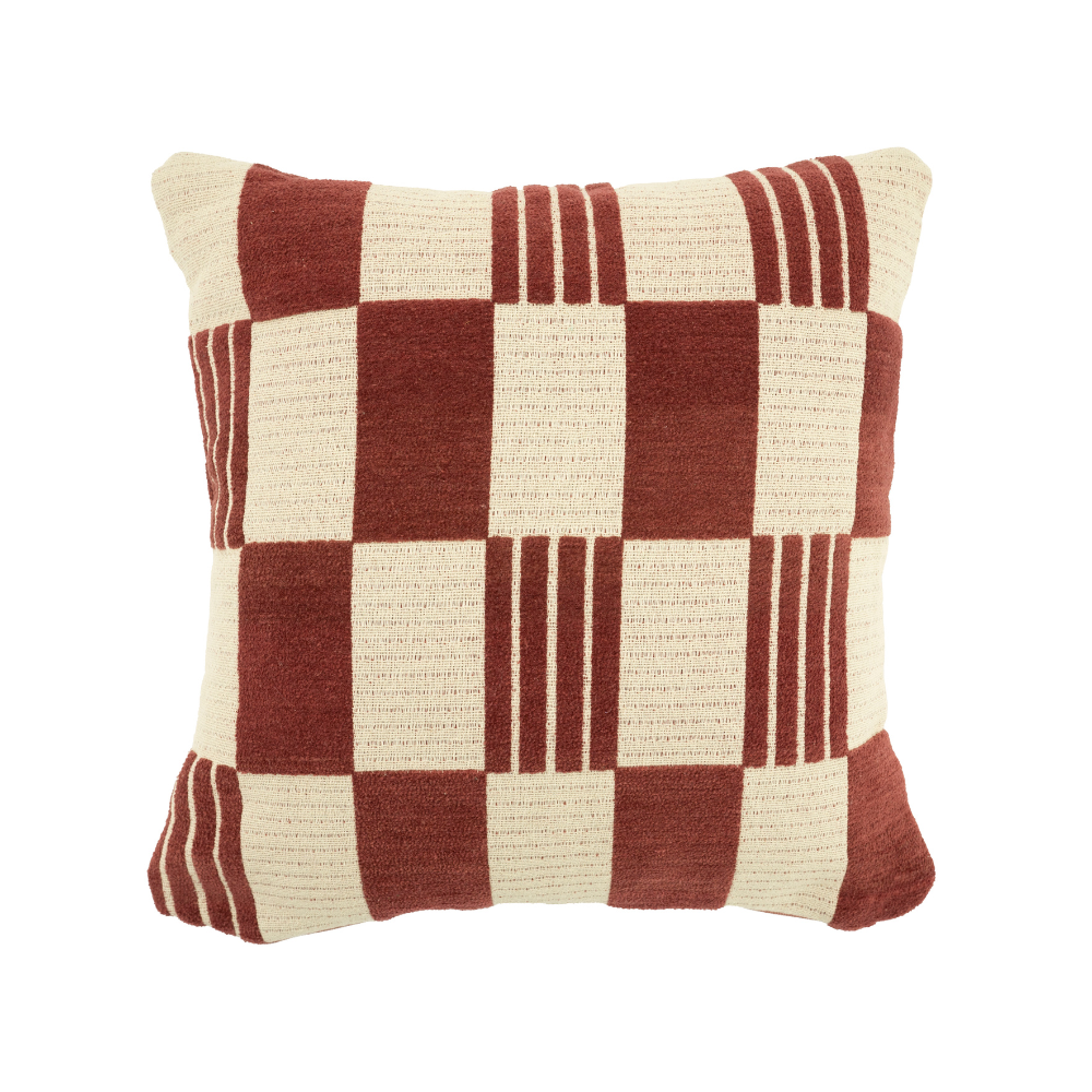 TWIST cushion burgundy with beige