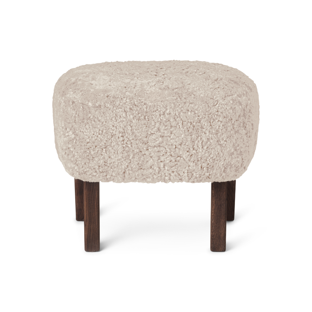 INGEBORG Footstool Sheepskin with Dark Oak Base