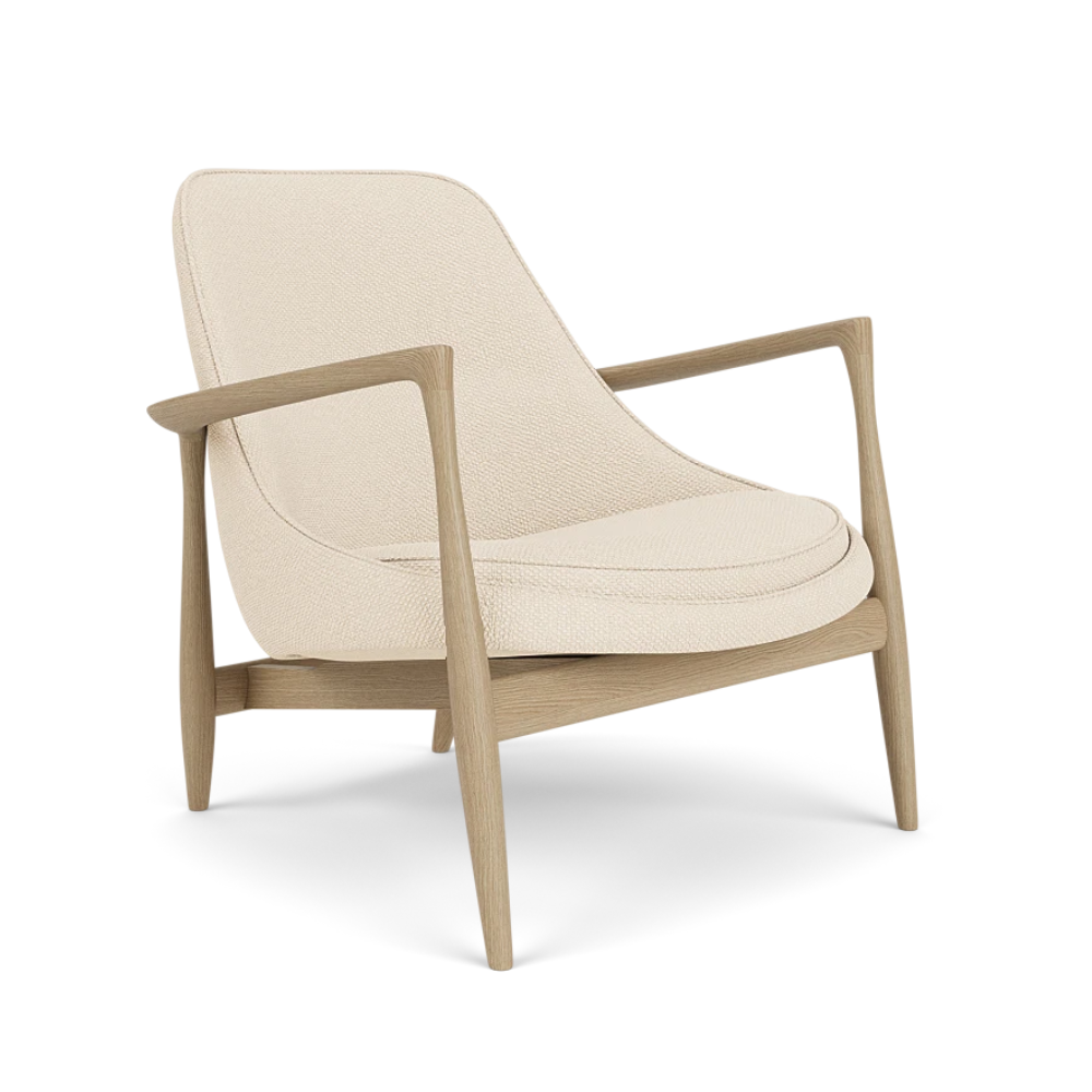 ELIZABETH cream armchair with oak base