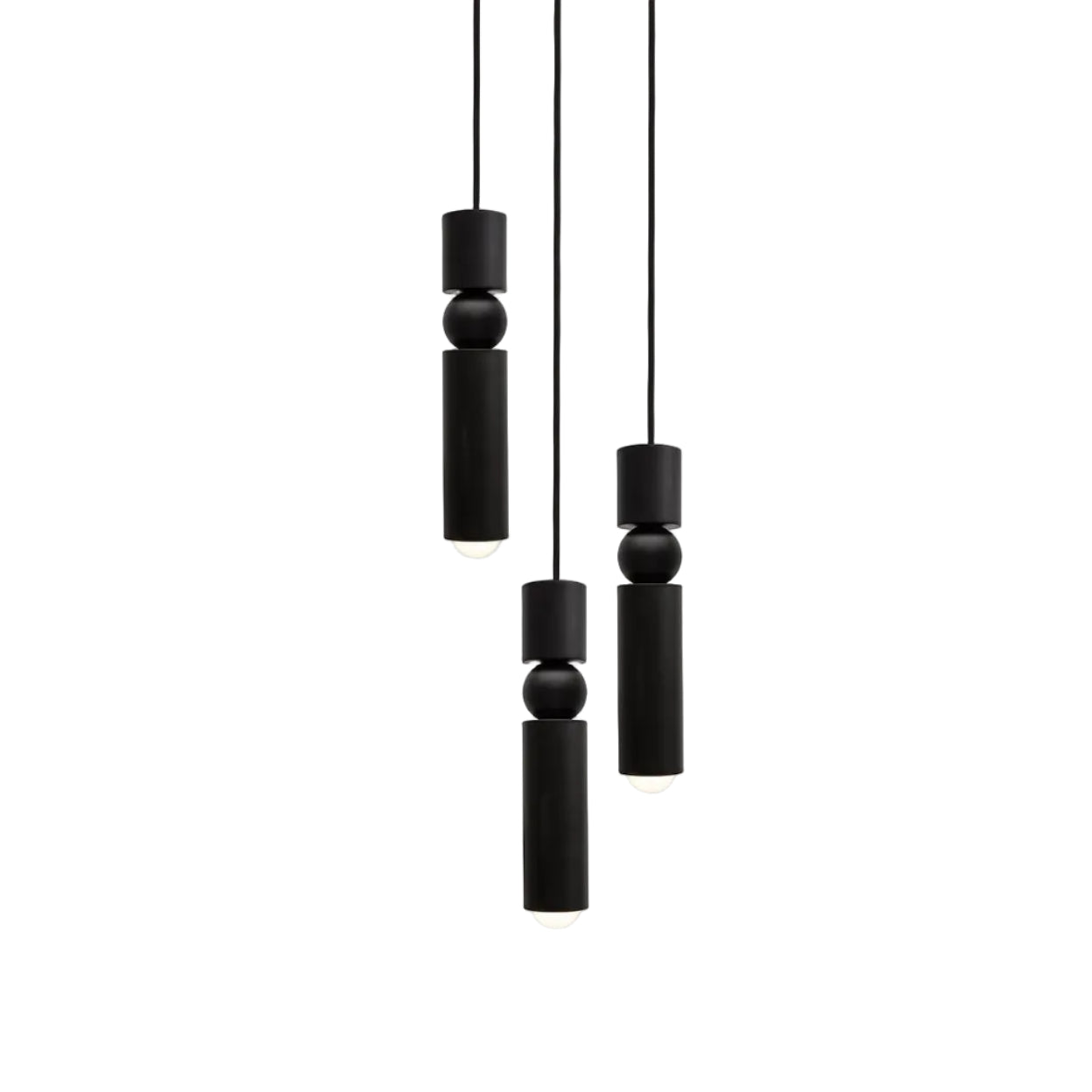 Matně černá 3-bodová závěsná lampa FULCRUM