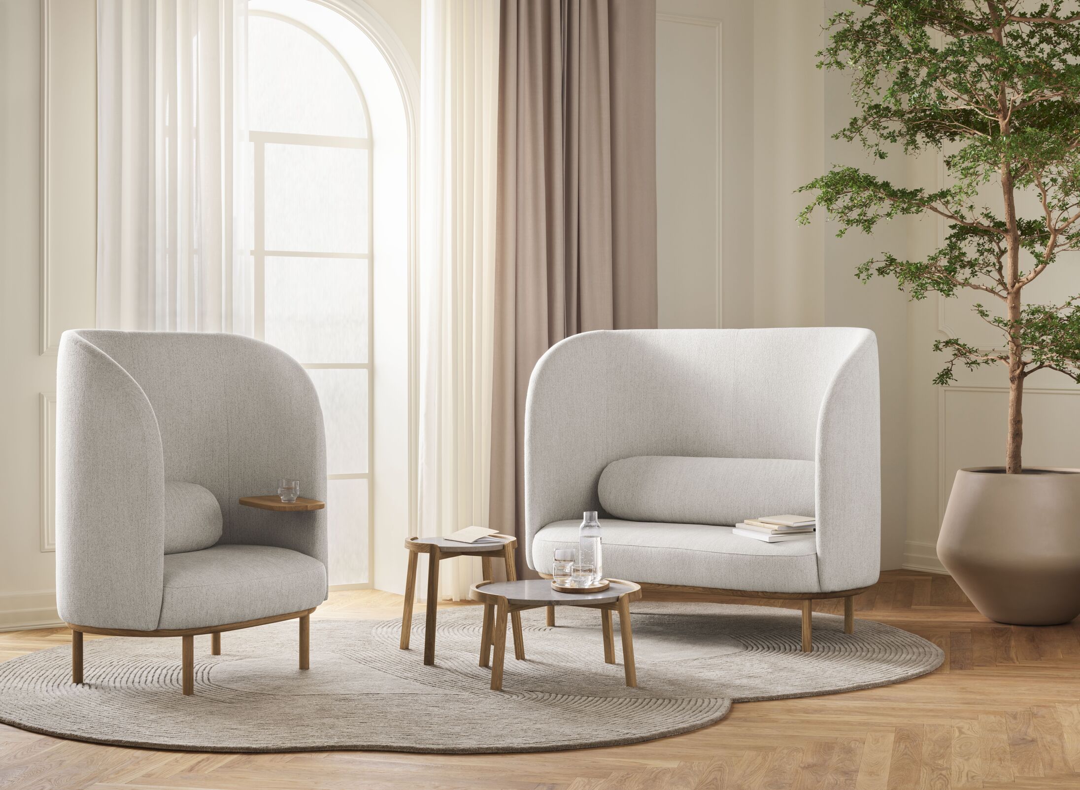 Křeslo FUUGA NESTING základna z černého dubového dřeva