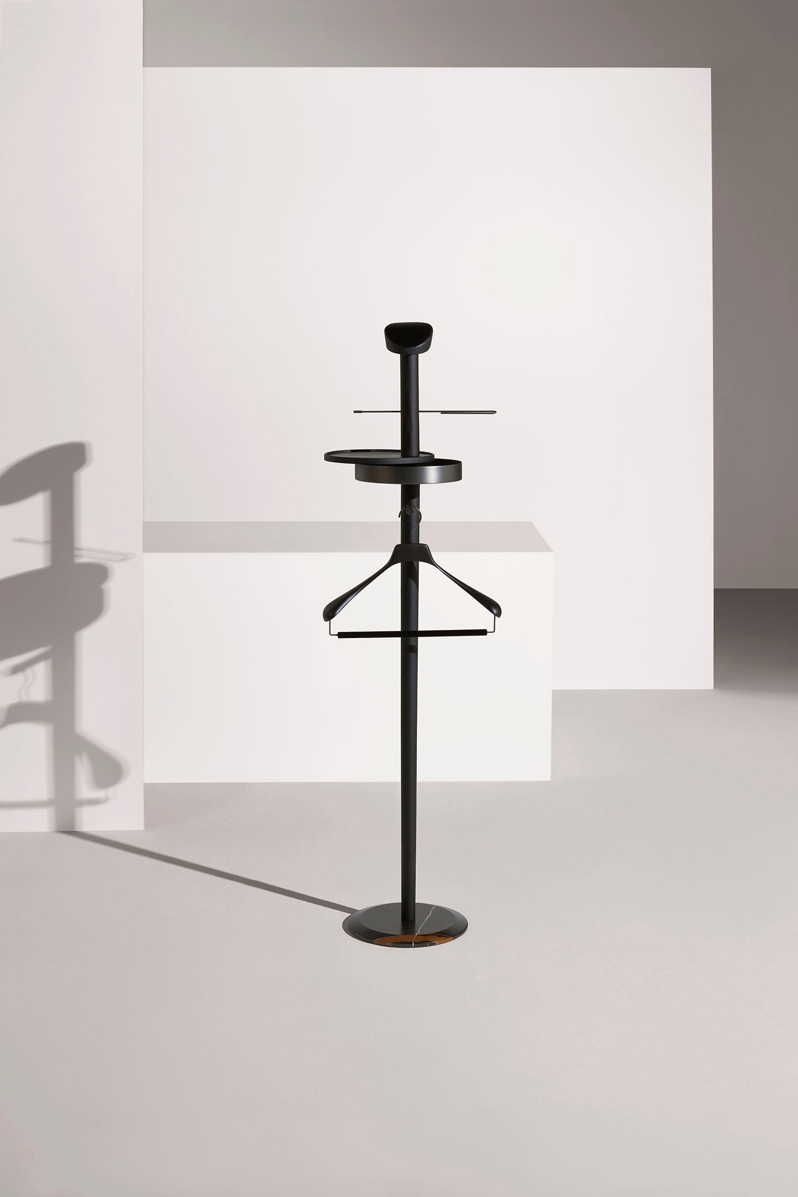 GALAN M Coat Rack black ash wood with black marble and graphite finish