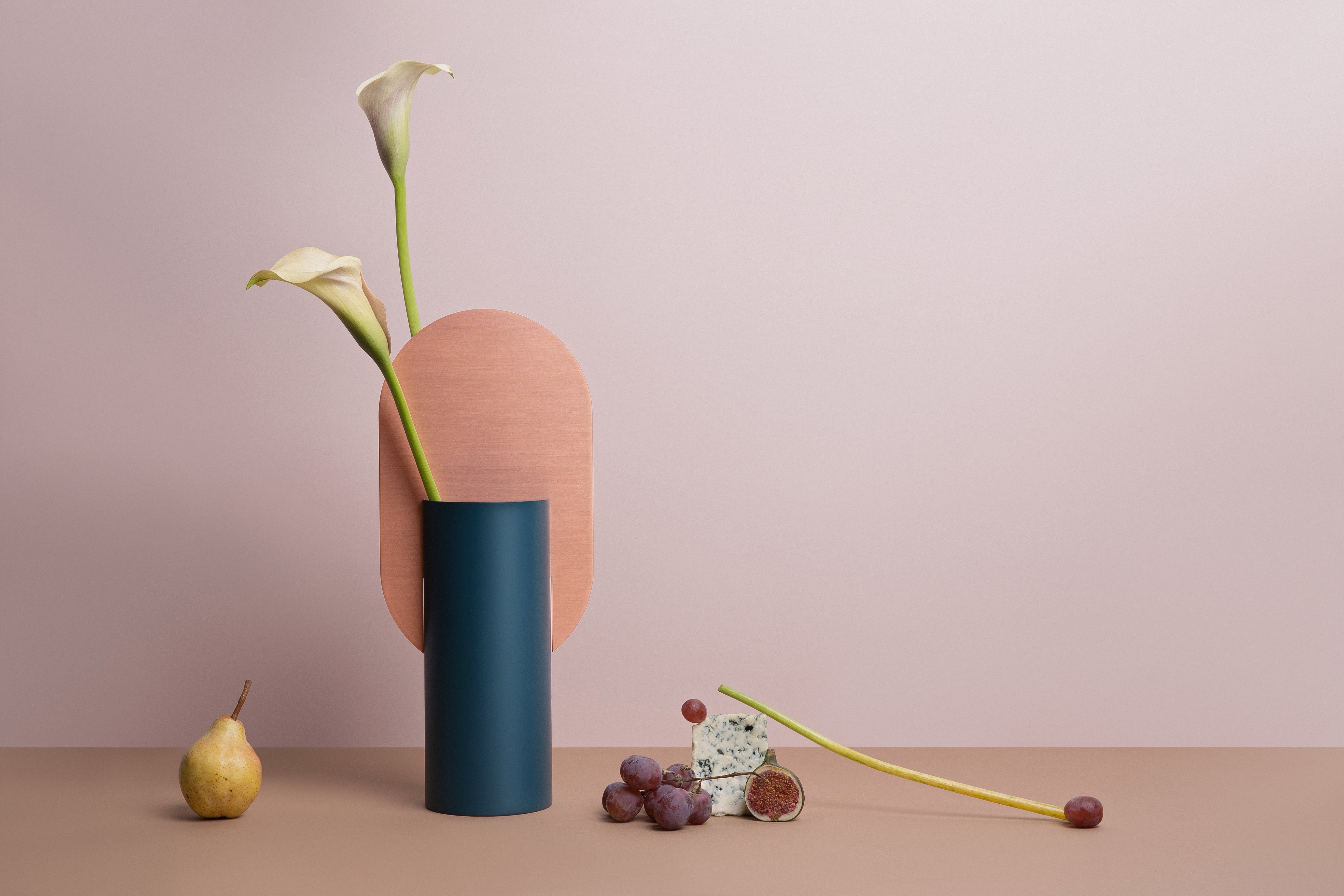 Váza GENKE modrá s měděným