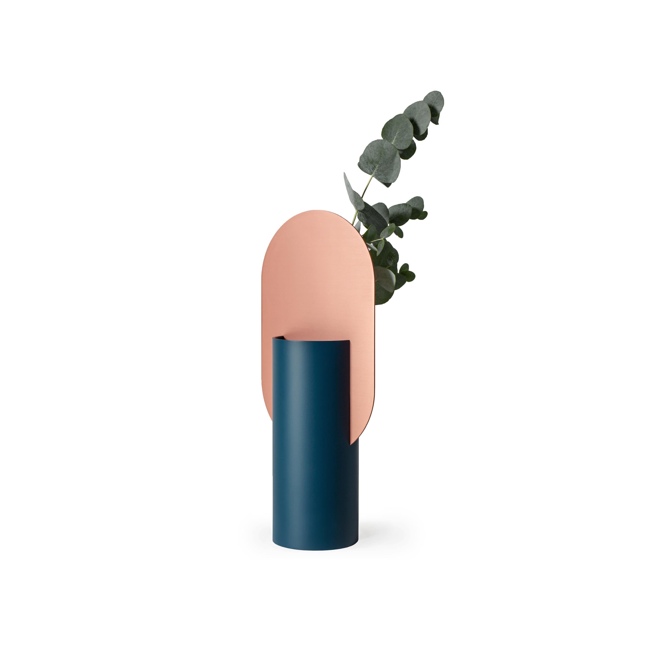 Váza GENKE modrá s měděným