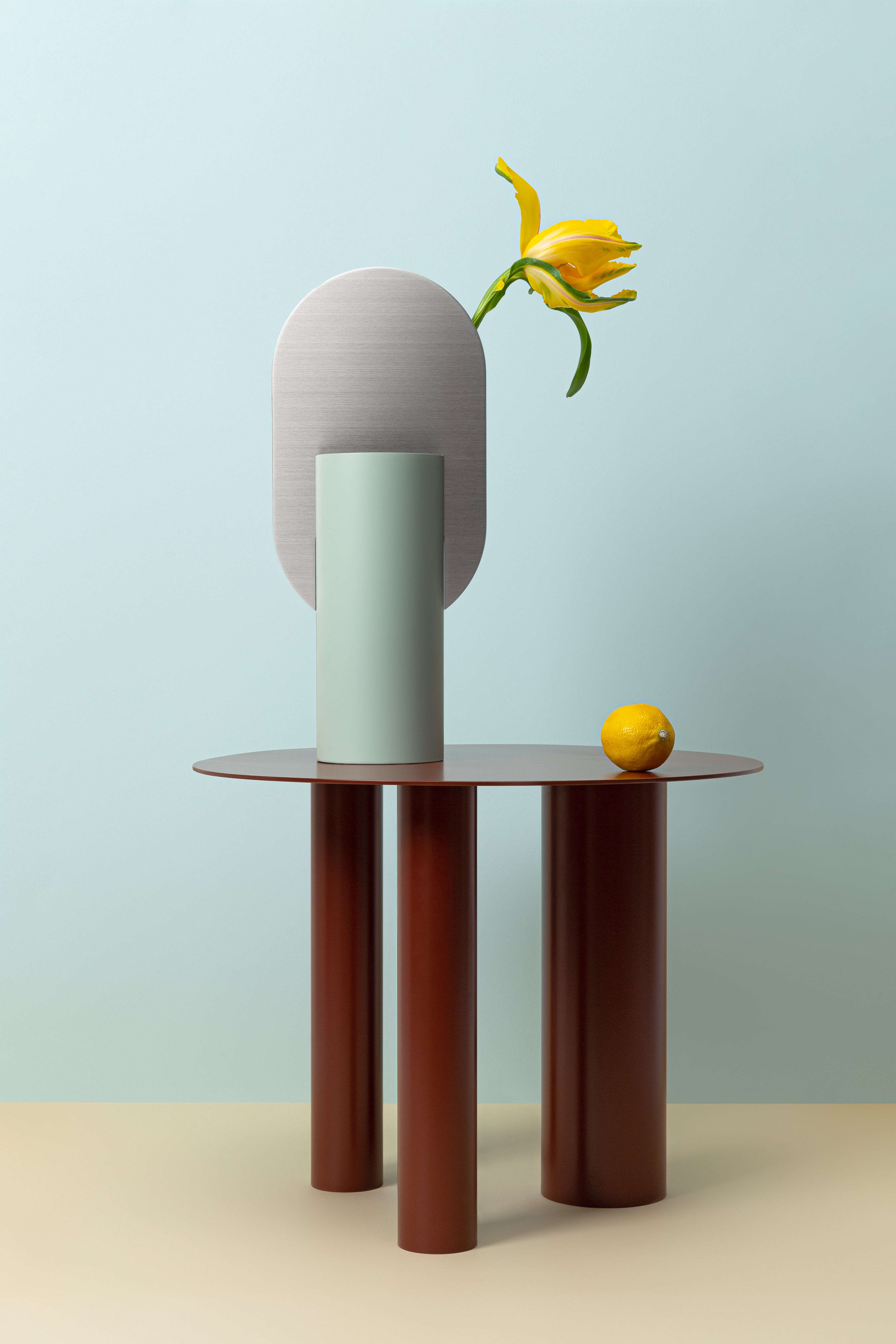 GENKE vase gray-green with steel