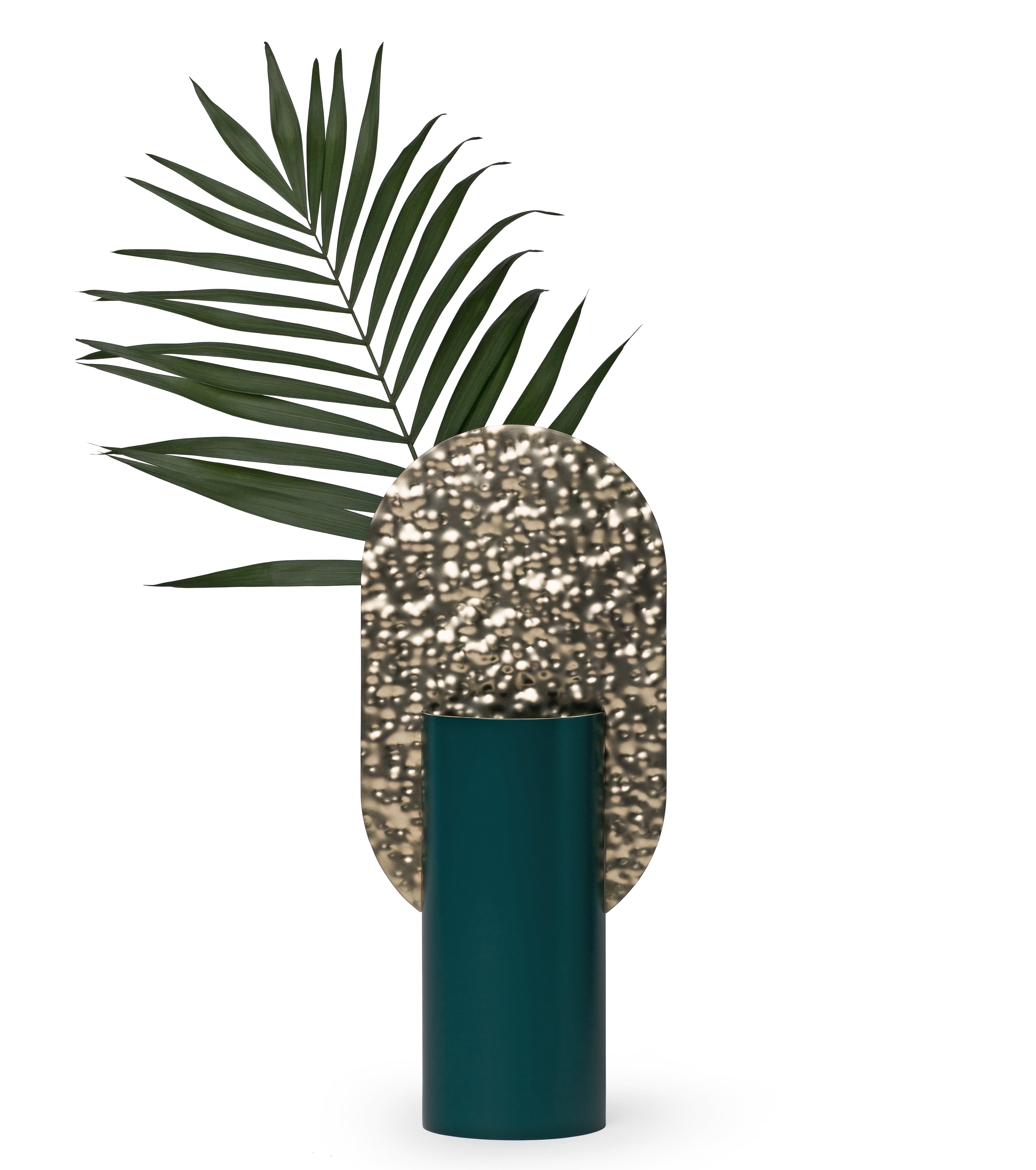 Váza GENKE - ČÍSLOVANÁ EDICE zelená s mosazným detailem