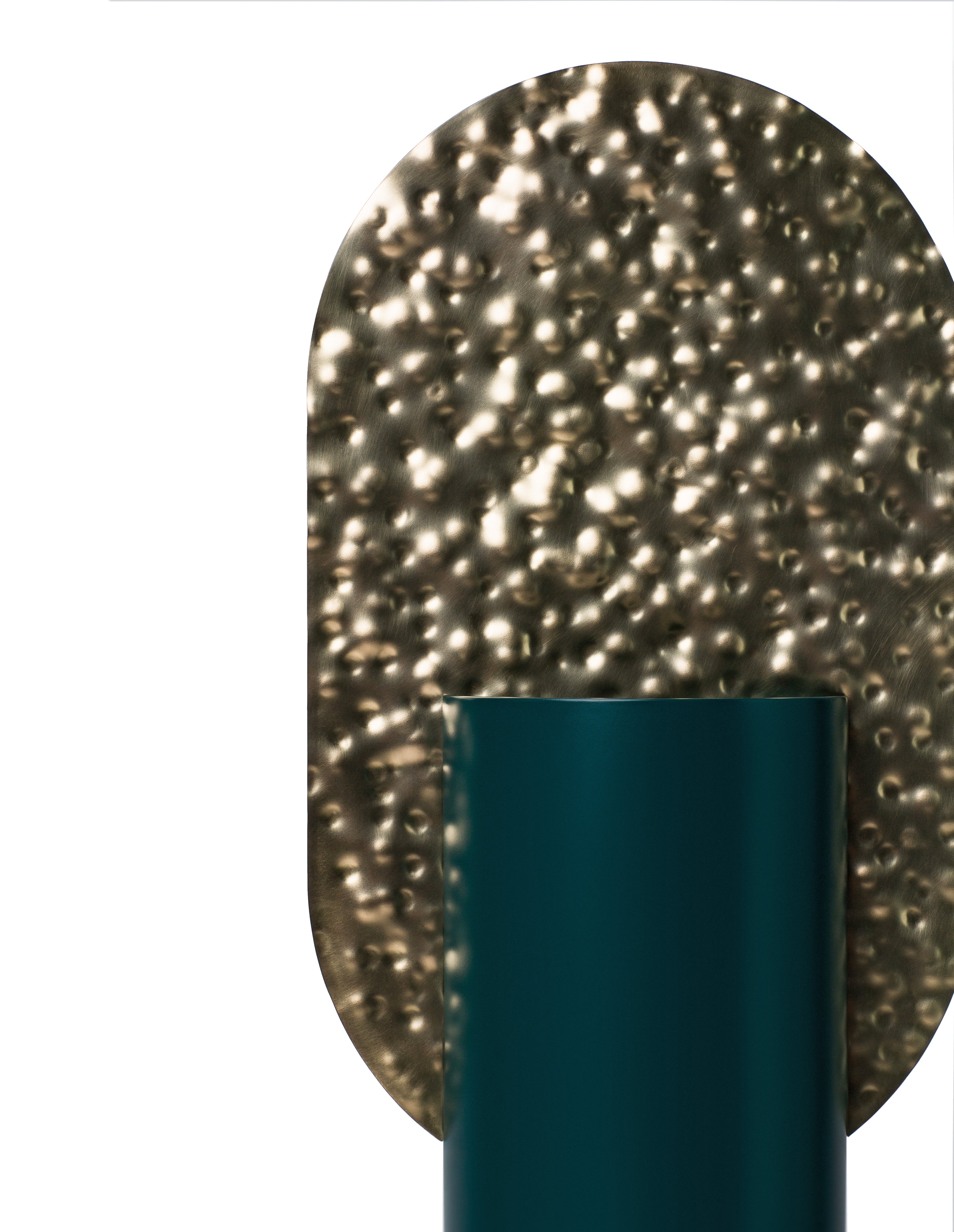 Váza GENKE - ČÍSLOVANÁ EDICE zelená s mosazným detailem