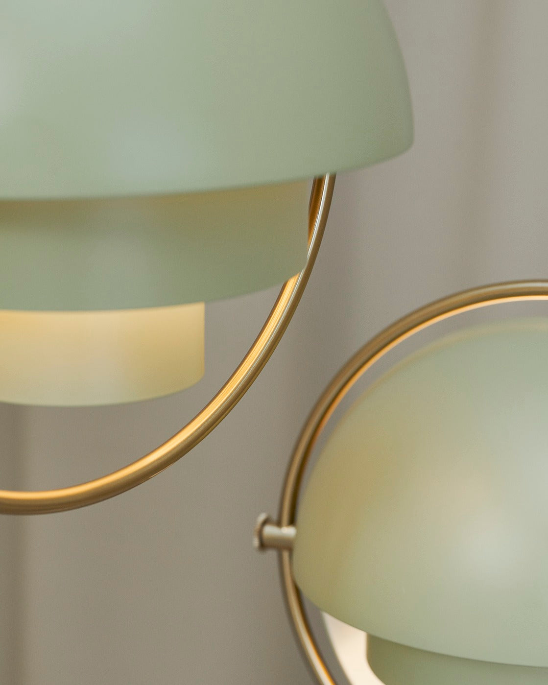 MULTI-LITE pendant lamp in gray-blue with brass