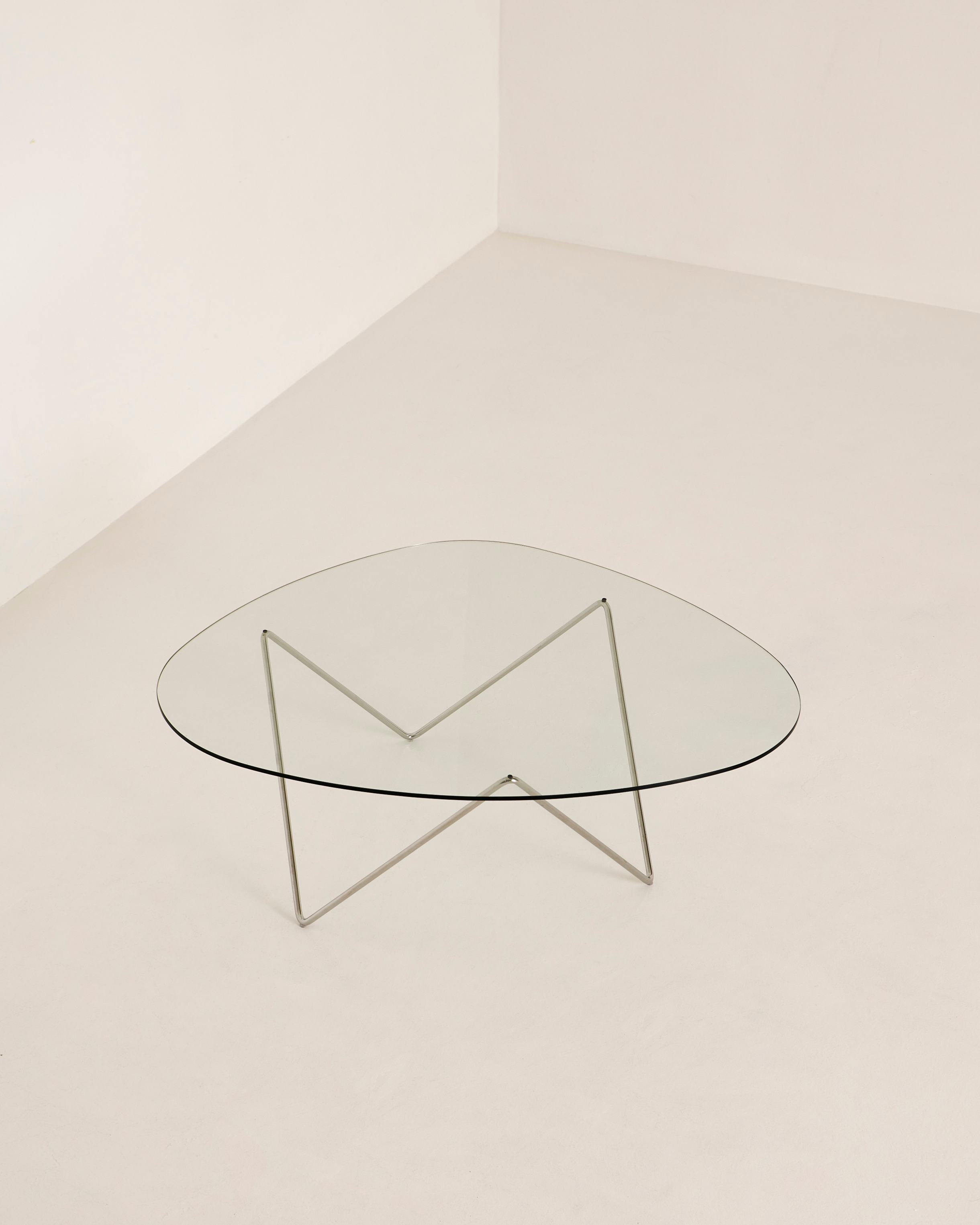 PEDRERA Coffee Table with Brown Glass and Chrome Base