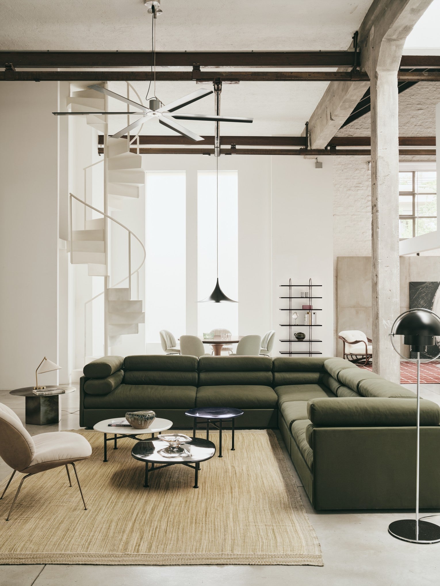 MULTI-LITE floor lamp in white with a chrome base