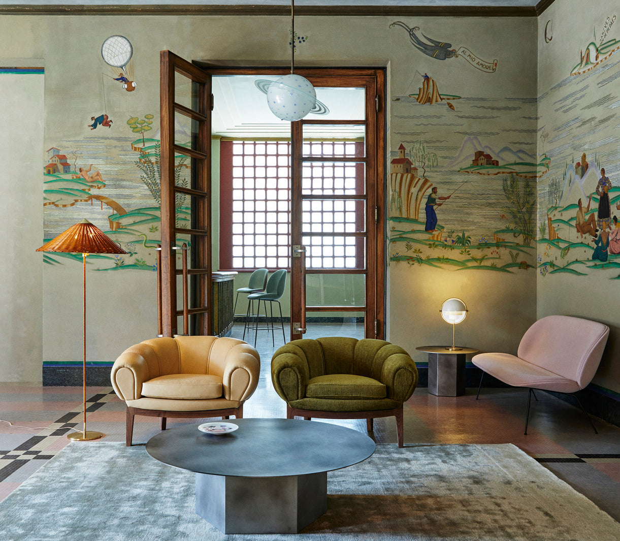 2-seater BEETLE sofa upholstered with a black base