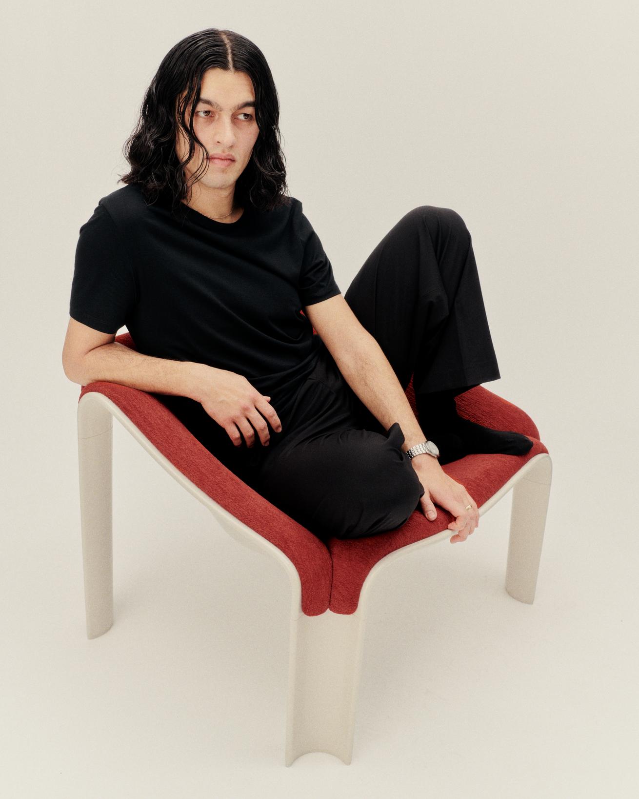 F300 Armchair in Powder Pink with Cream Base