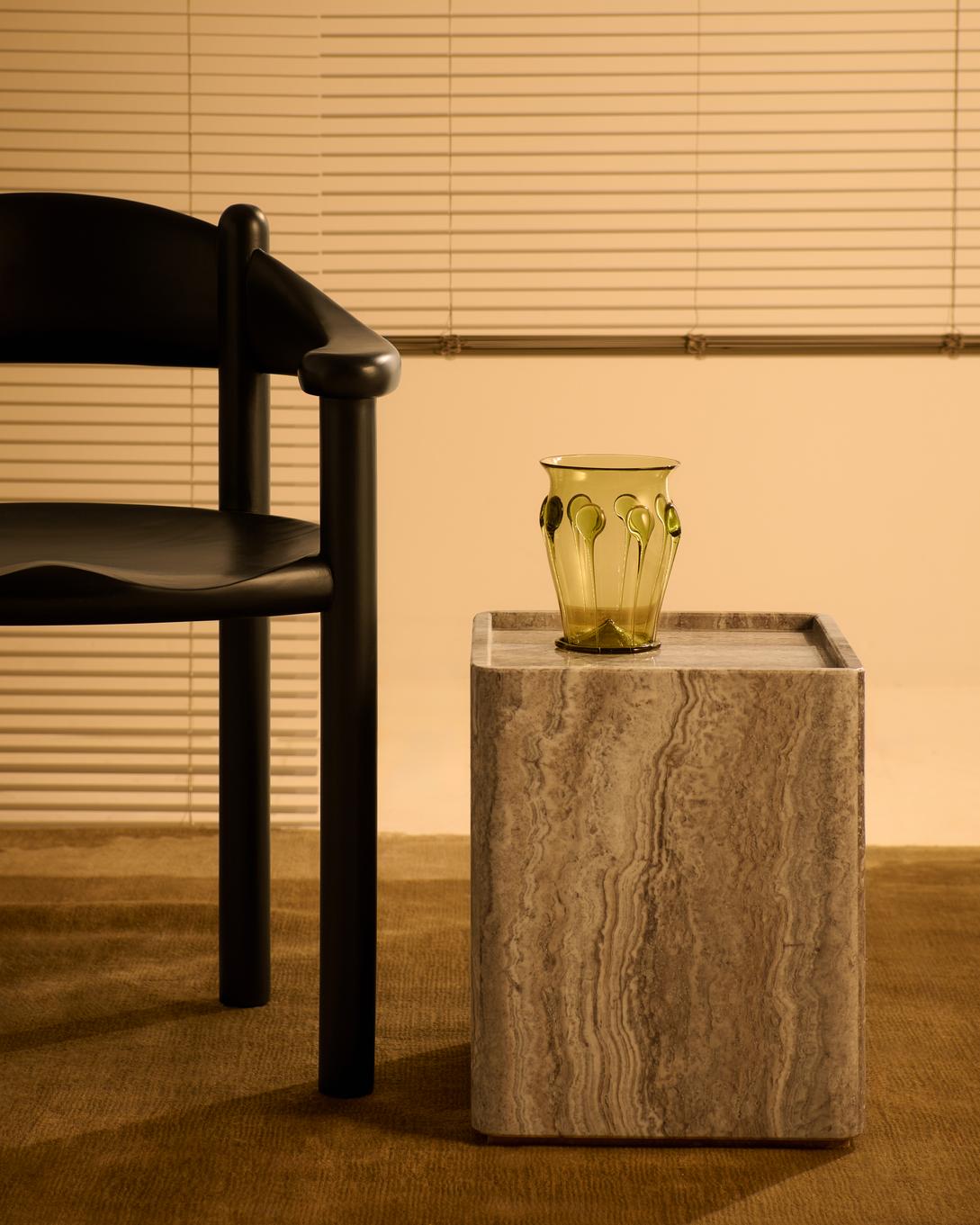 PIETRA cream travertine side table