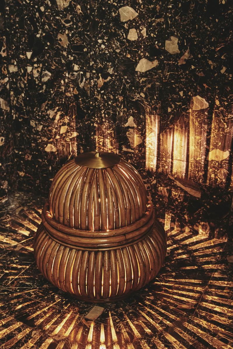 Venkovní stojací lampa BOHEMIAN ratan
