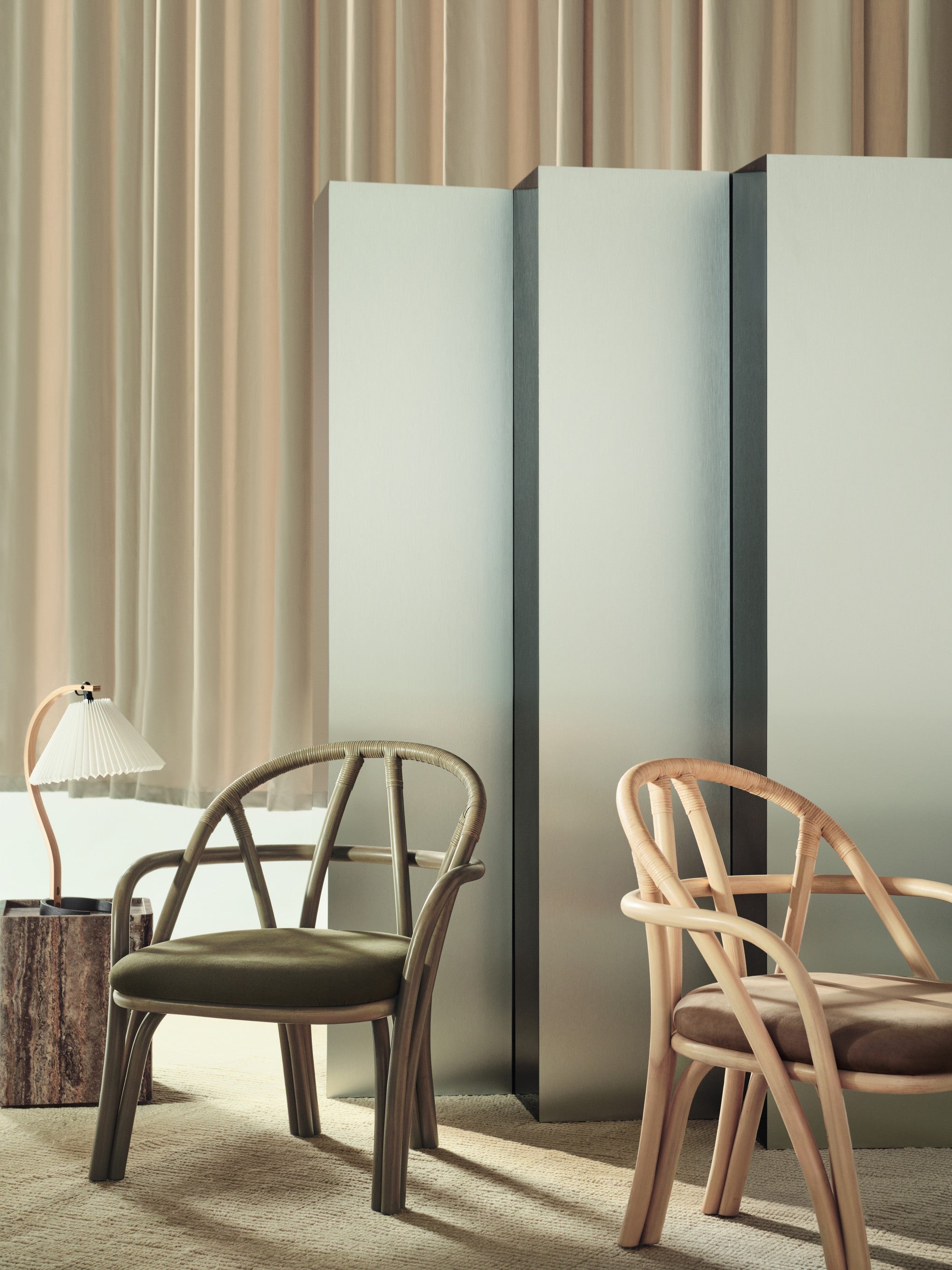 PIETRA cream travertine side table