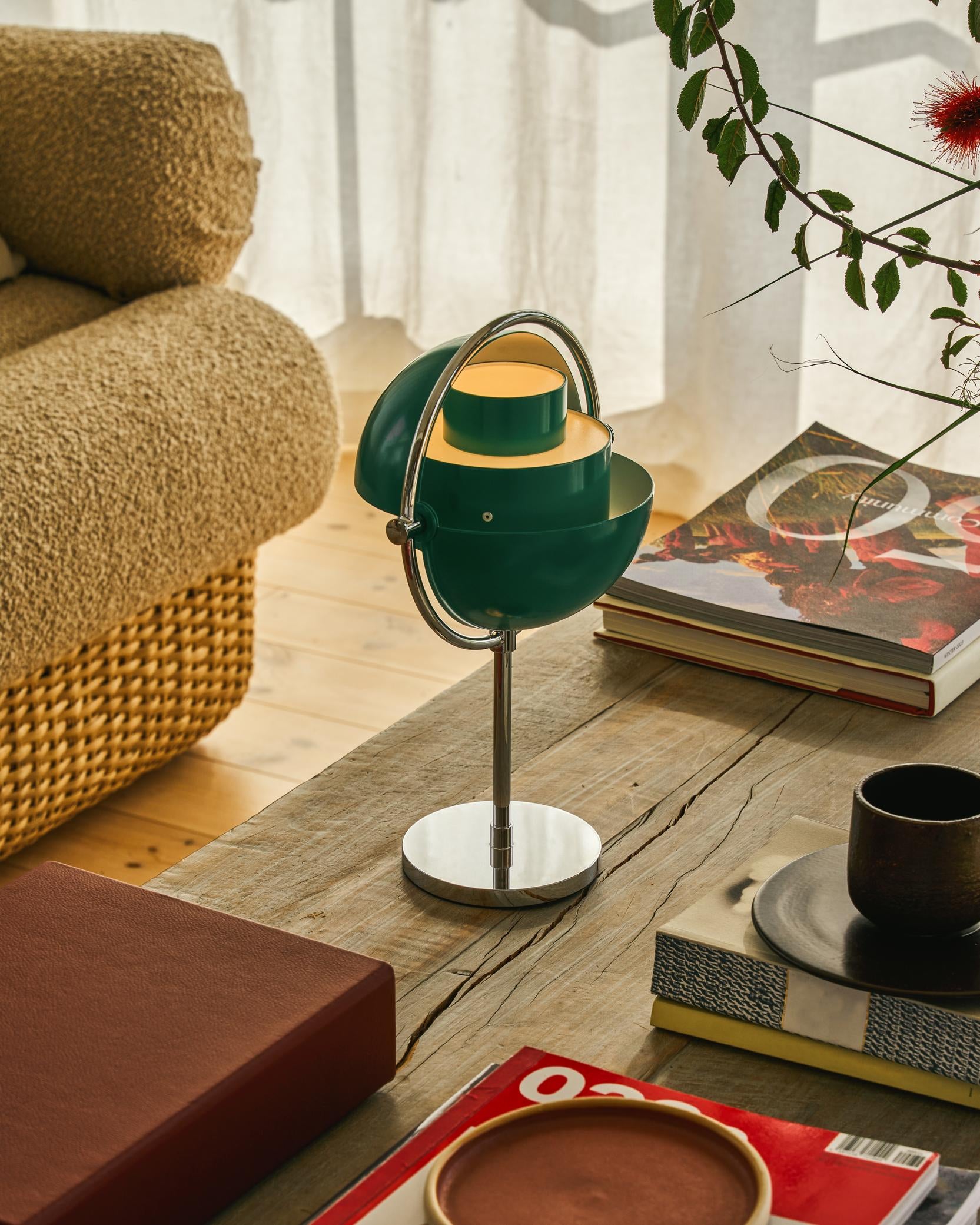 Portable lamp MULTI-LITE bottle green with chrome base