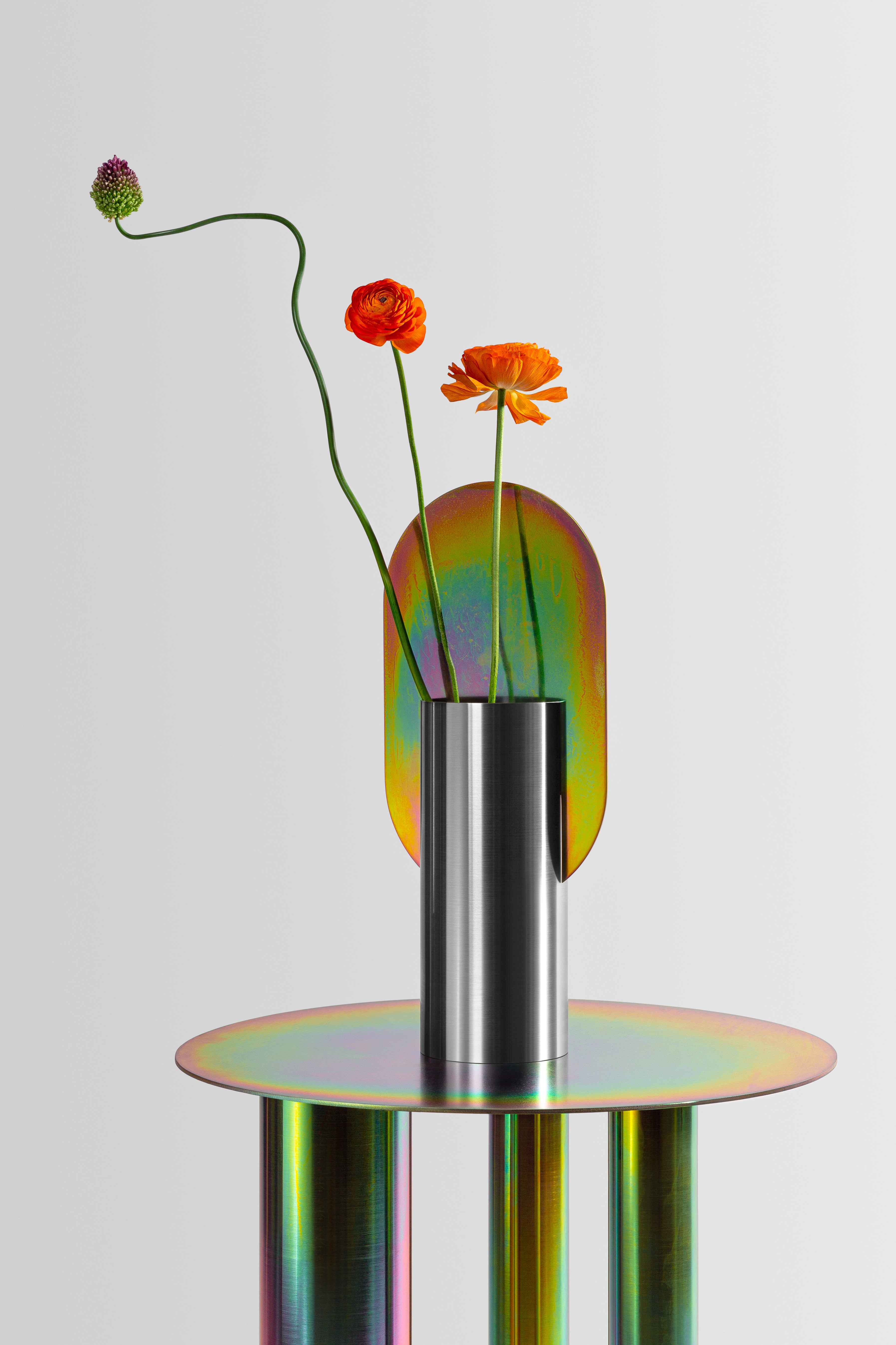 GENKE Vase - NUMBERED EDITION stainless steel with rainbow zinc