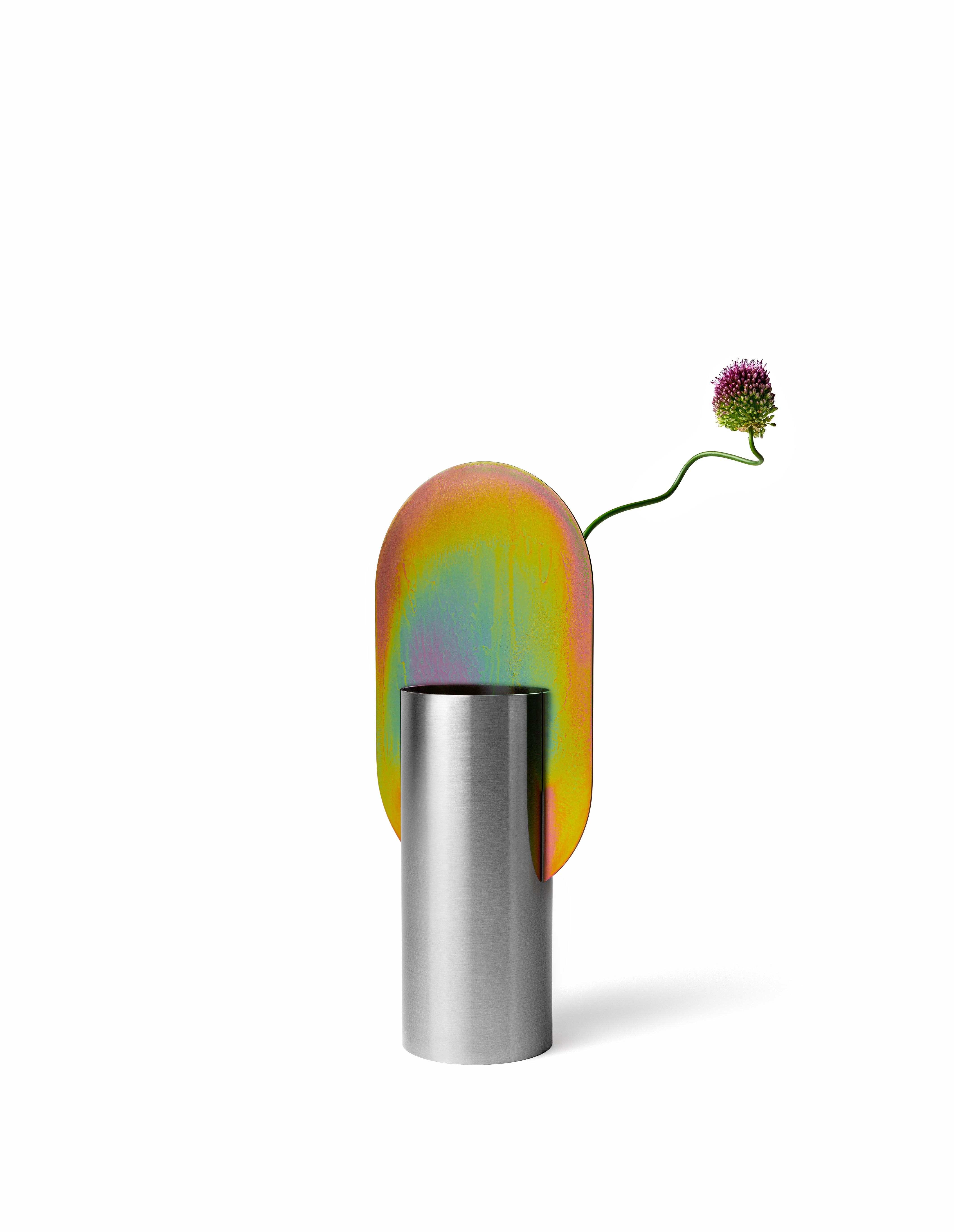 GENKE Vase - NUMBERED EDITION stainless steel with rainbow zinc