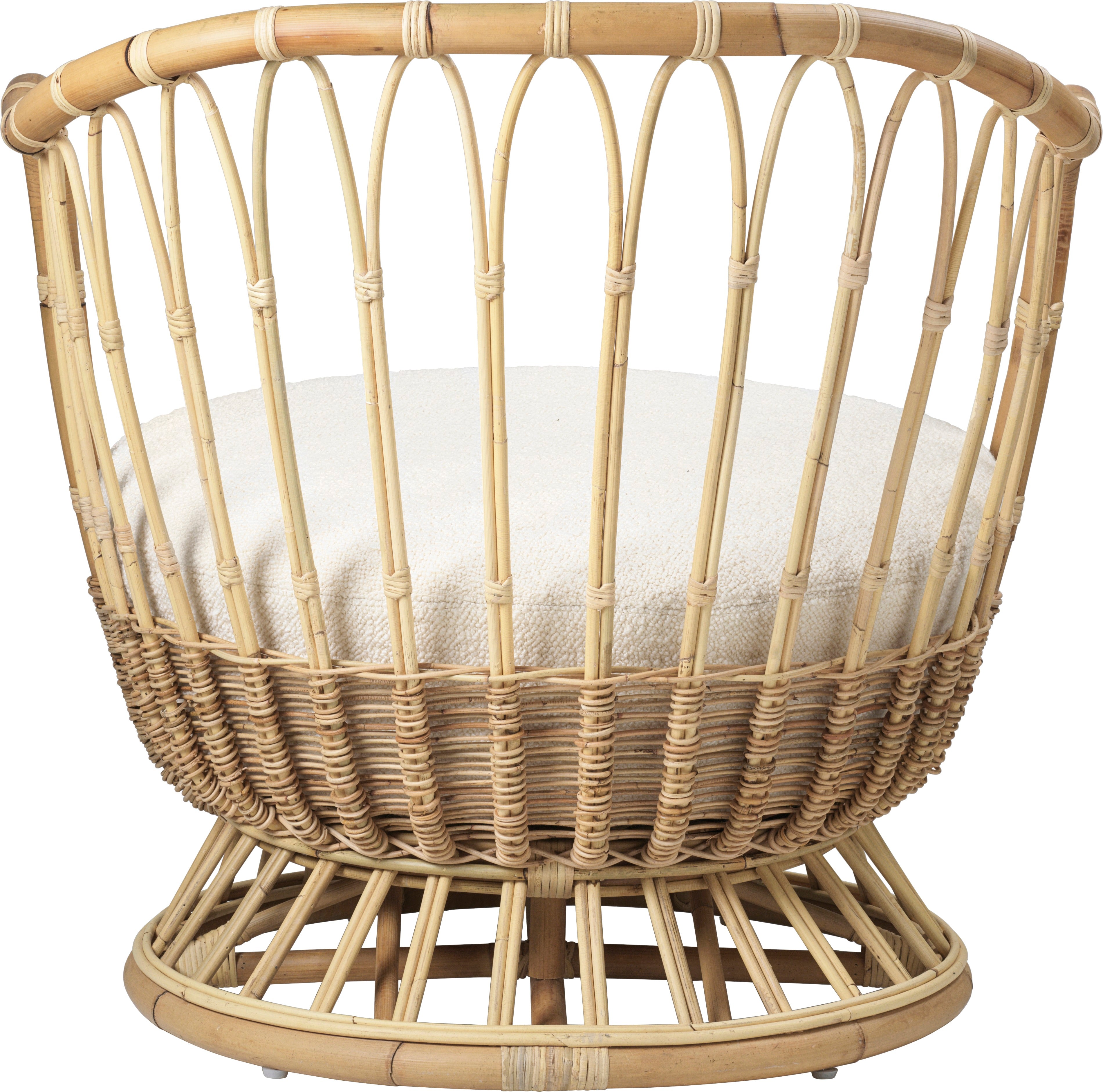 GRACE upholstered armchair with a rattan base