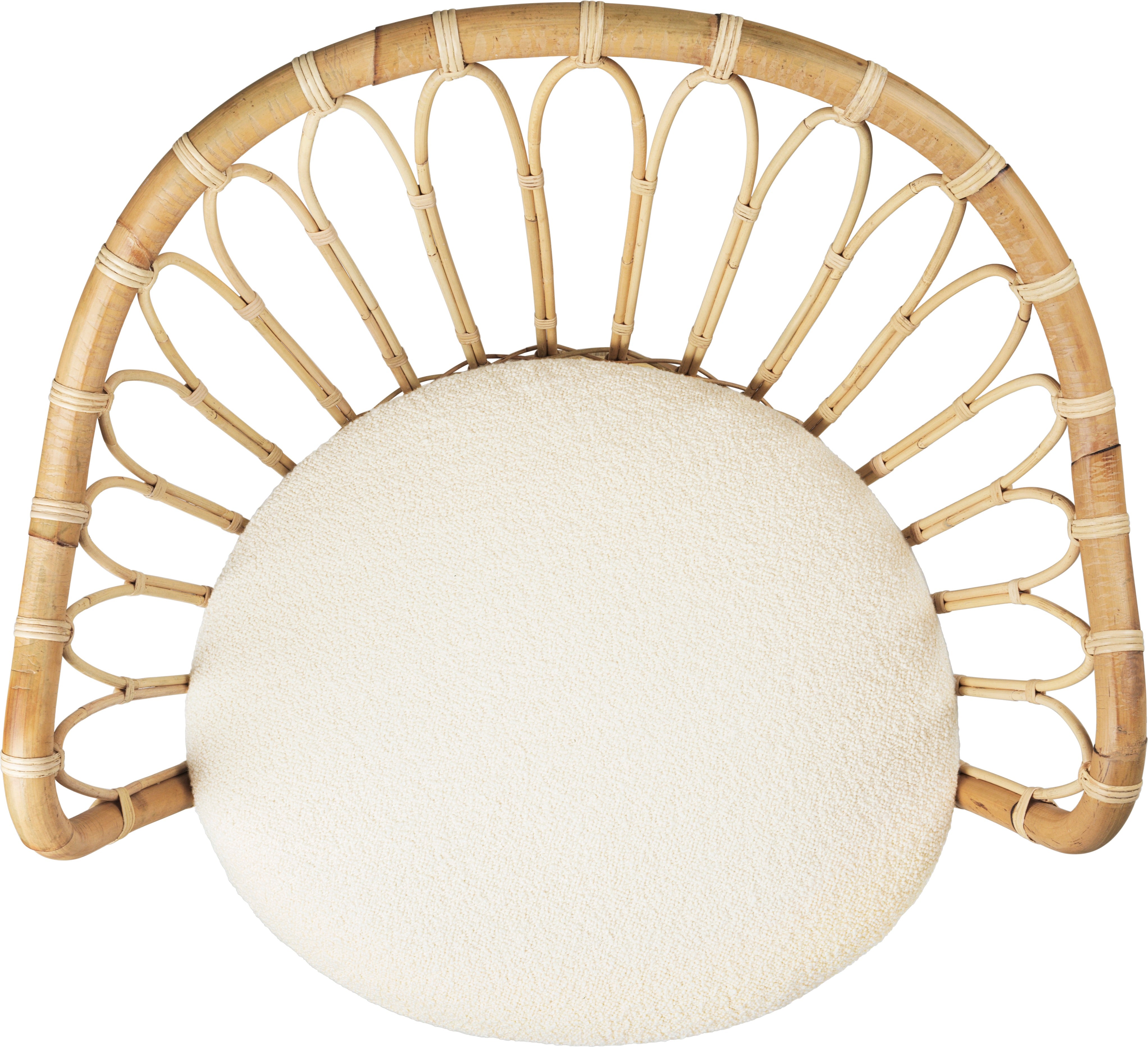 GRACE upholstered armchair with a rattan base